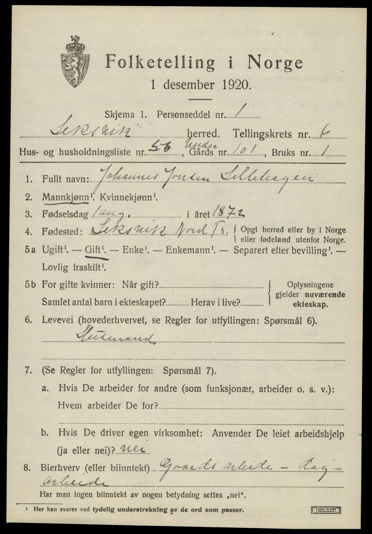 SAT, 1920 census for Leksvik, 1920, p. 6016