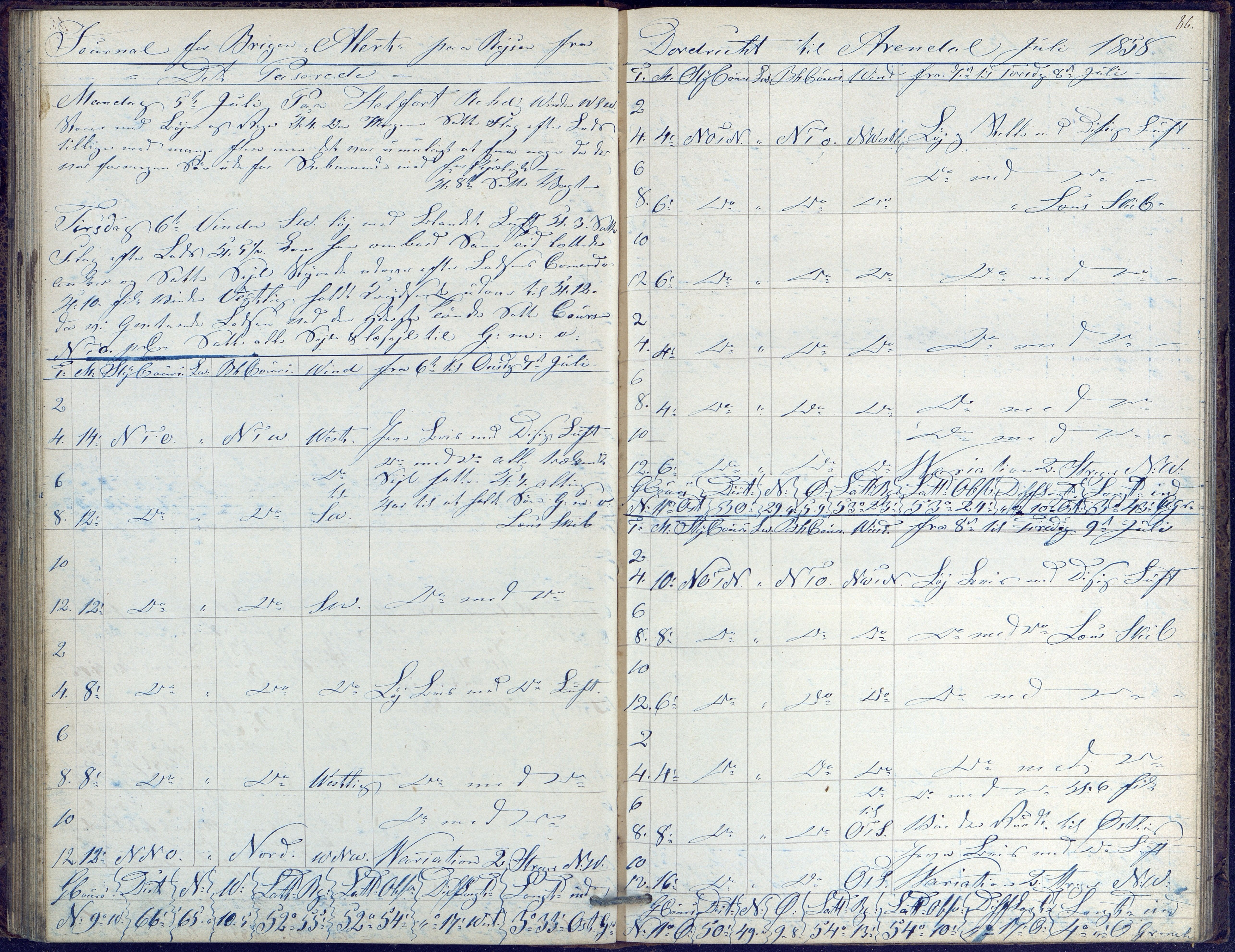 Fartøysarkivet, AAKS/PA-1934/F/L0015/0001: Alert (brigg) / Skipsjournal, 1856-1859, p. 86