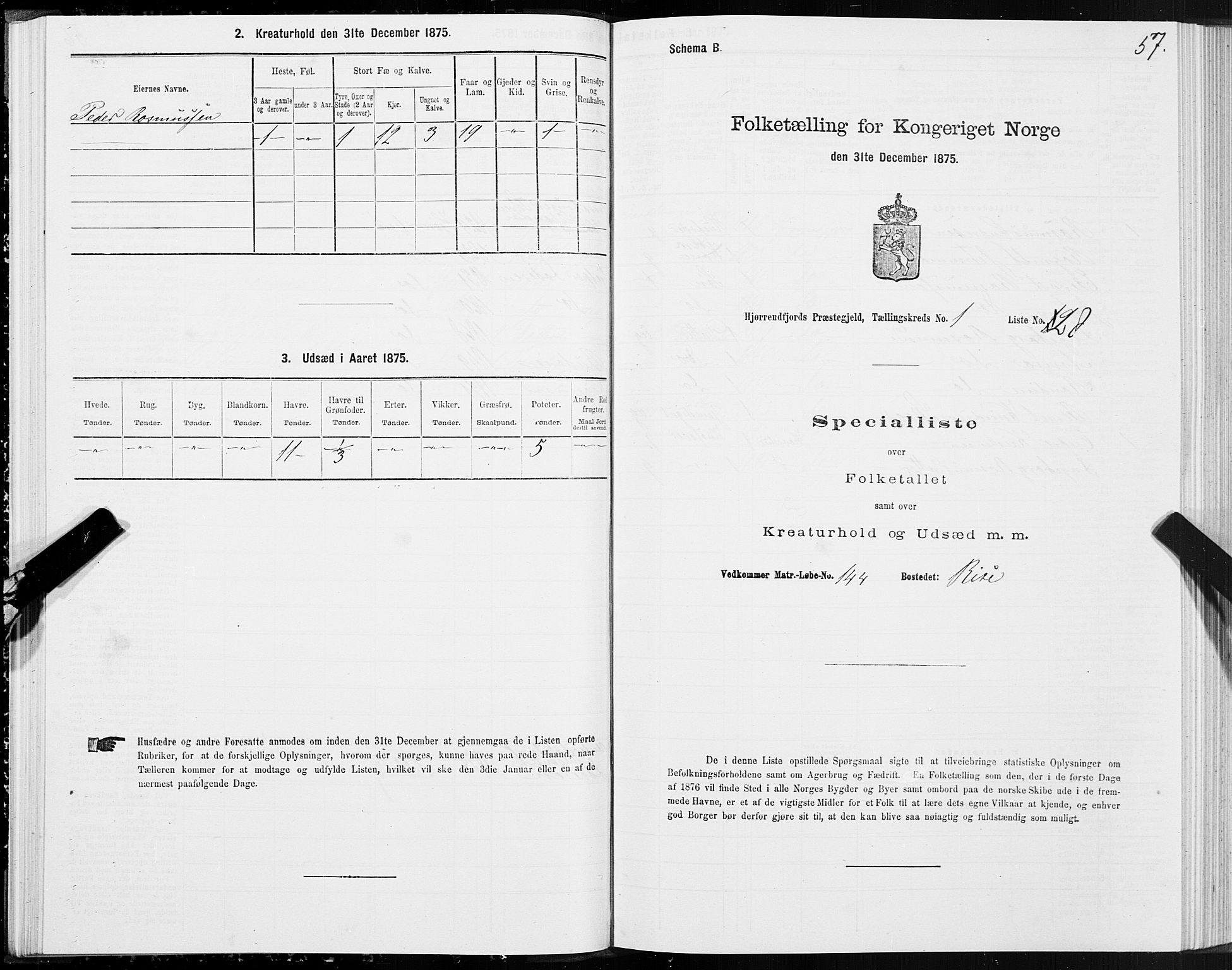 SAT, 1875 census for 1522P Hjørundfjord, 1875, p. 1057