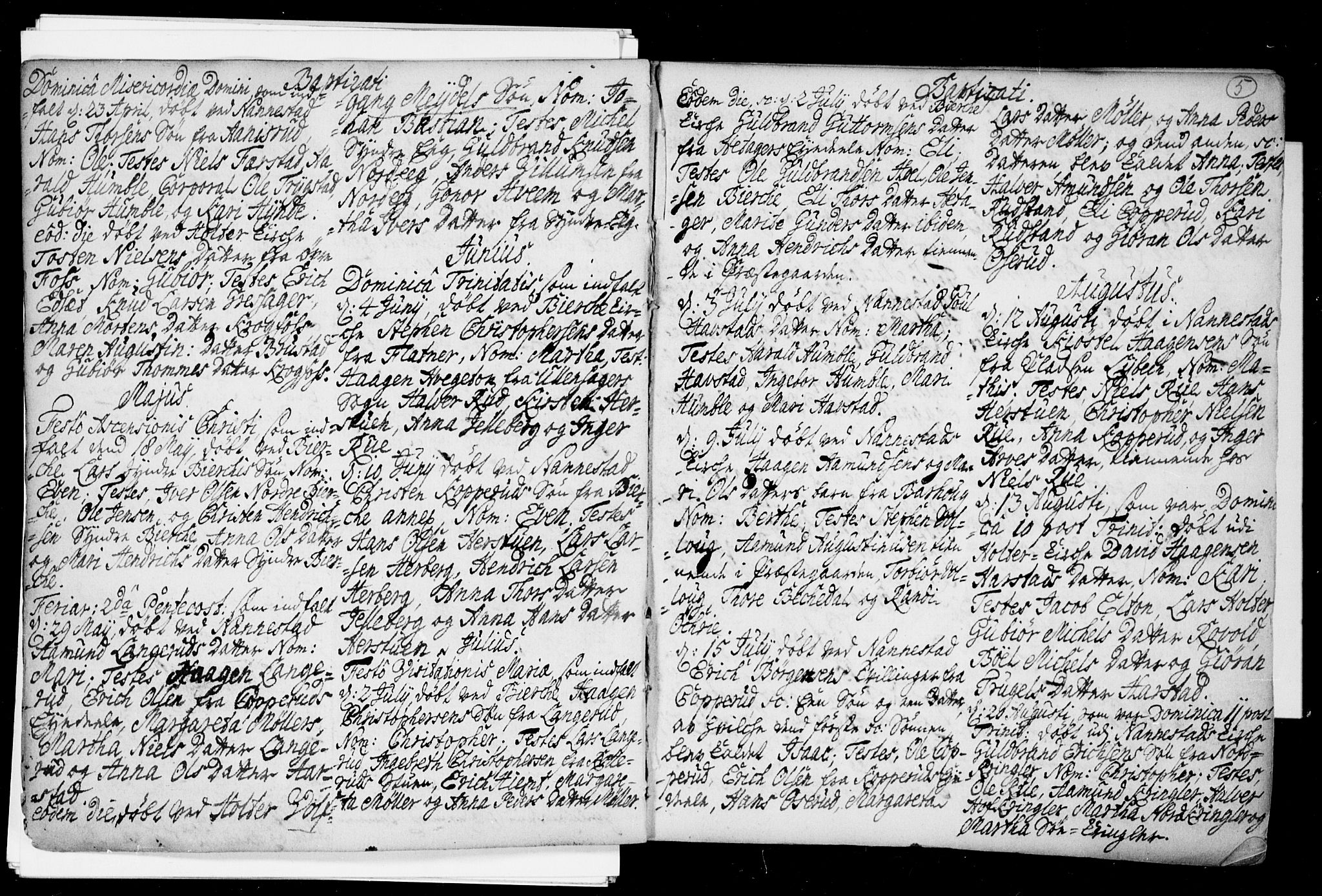 Nannestad prestekontor Kirkebøker, AV/SAO-A-10414a/F/Fa/L0005: Parish register (official) no. I 5, 1729-1738, p. 5