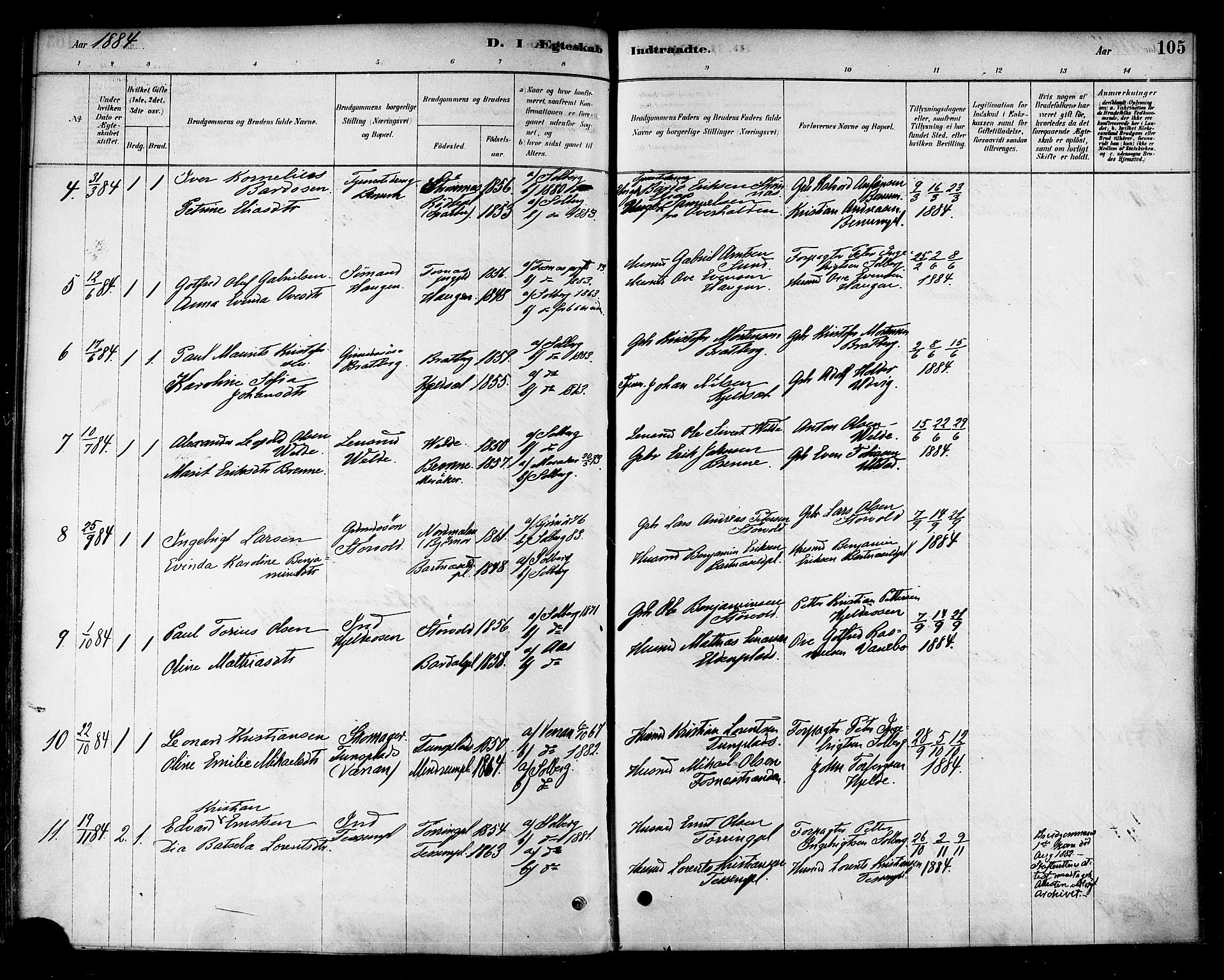 Ministerialprotokoller, klokkerbøker og fødselsregistre - Nord-Trøndelag, SAT/A-1458/741/L0395: Parish register (official) no. 741A09, 1878-1888, p. 105