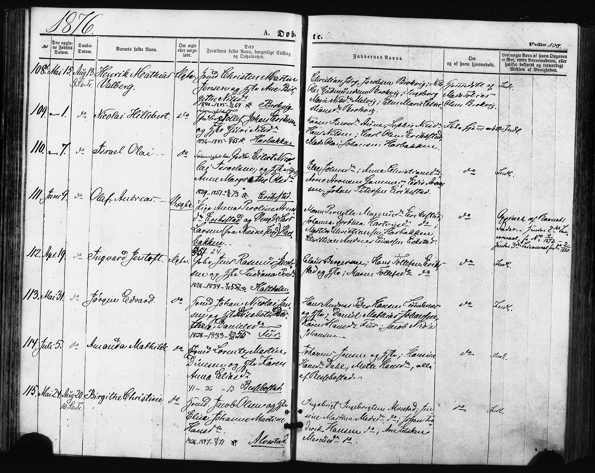 Trondenes sokneprestkontor, SATØ/S-1319/H/Ha/L0013kirke: Parish register (official) no. 13, 1870-1878, p. 100