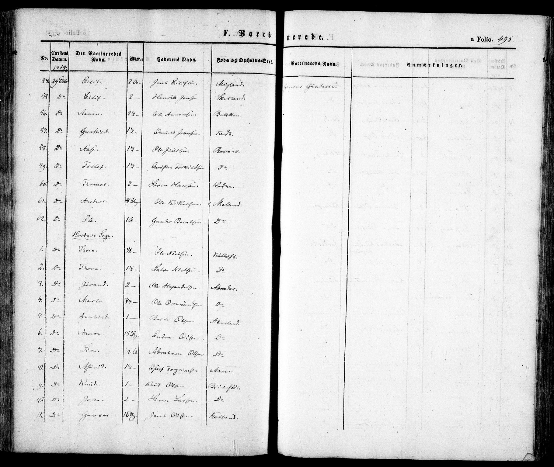 Evje sokneprestkontor, AV/SAK-1111-0008/F/Fa/Faa/L0005: Parish register (official) no. A 5, 1843-1865, p. 495