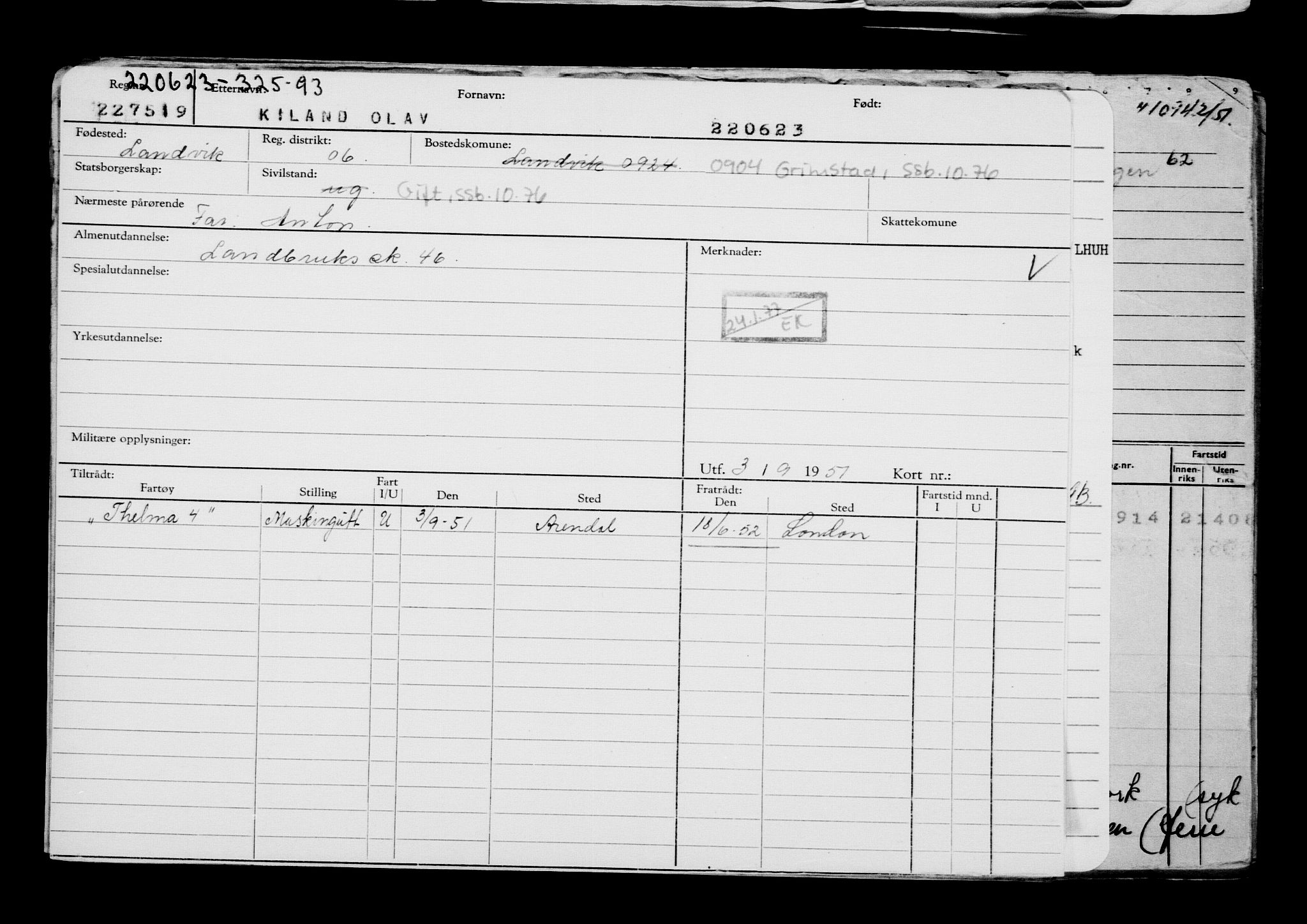 Direktoratet for sjømenn, AV/RA-S-3545/G/Gb/L0220: Hovedkort, 1923, p. 293