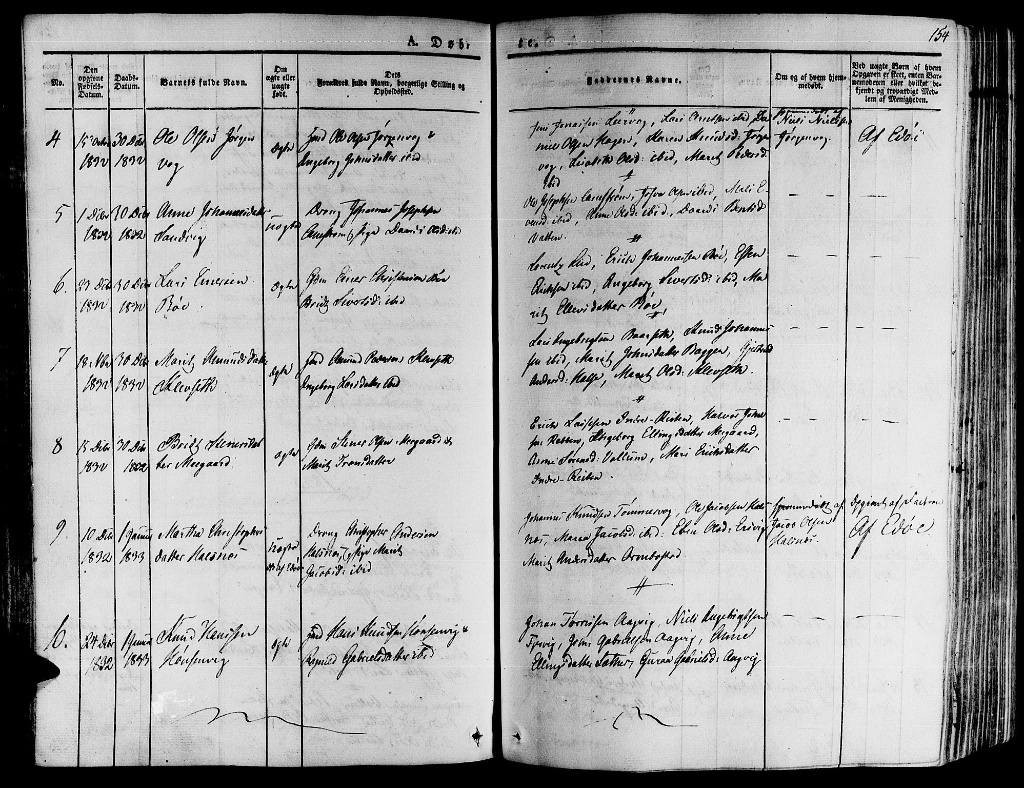 Ministerialprotokoller, klokkerbøker og fødselsregistre - Møre og Romsdal, AV/SAT-A-1454/592/L1025: Parish register (official) no. 592A03 /2, 1831-1849, p. 154
