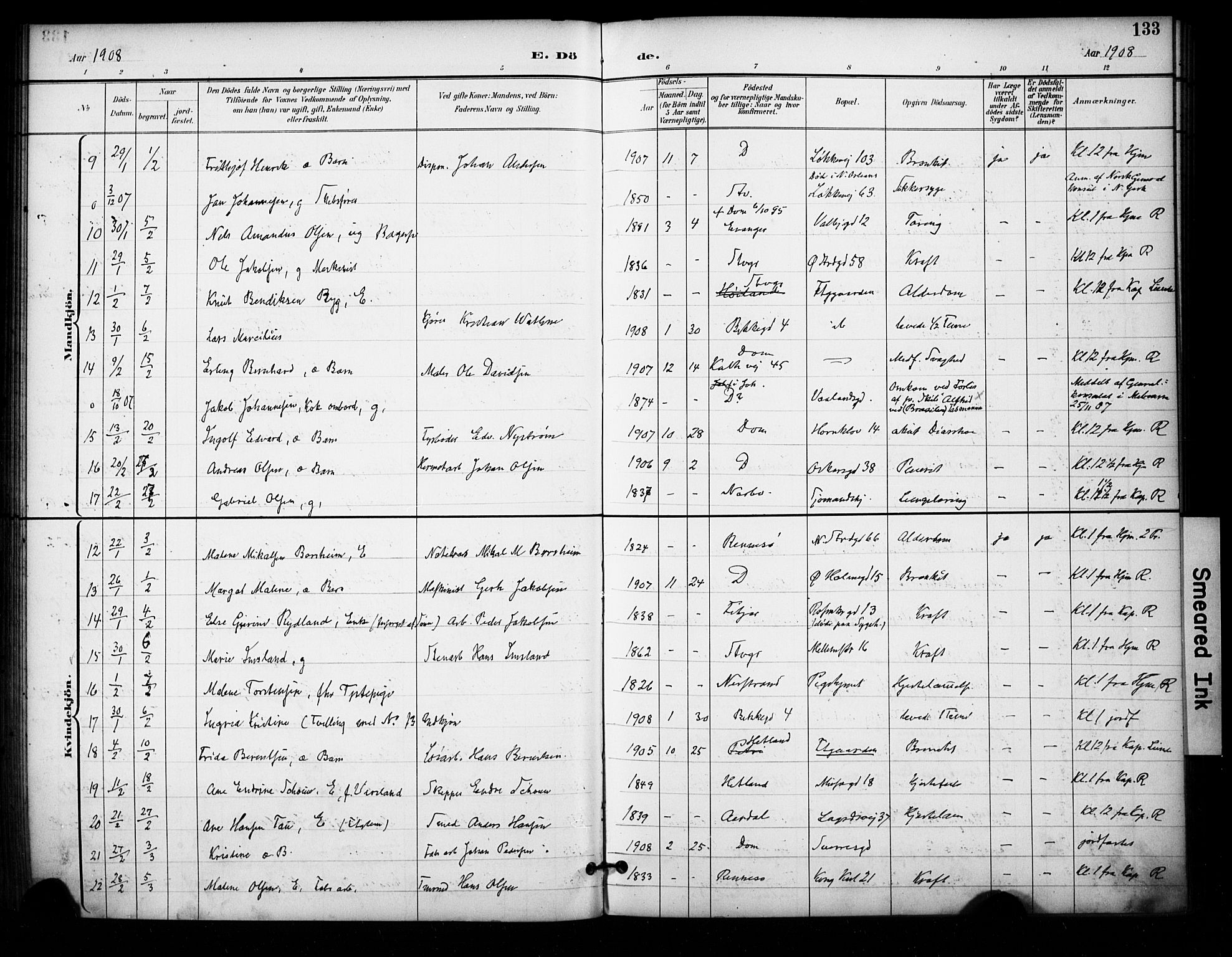 Domkirken sokneprestkontor, AV/SAST-A-101812/001/30/30BA/L0032: Parish register (official) no. A 31, 1896-1917, p. 133