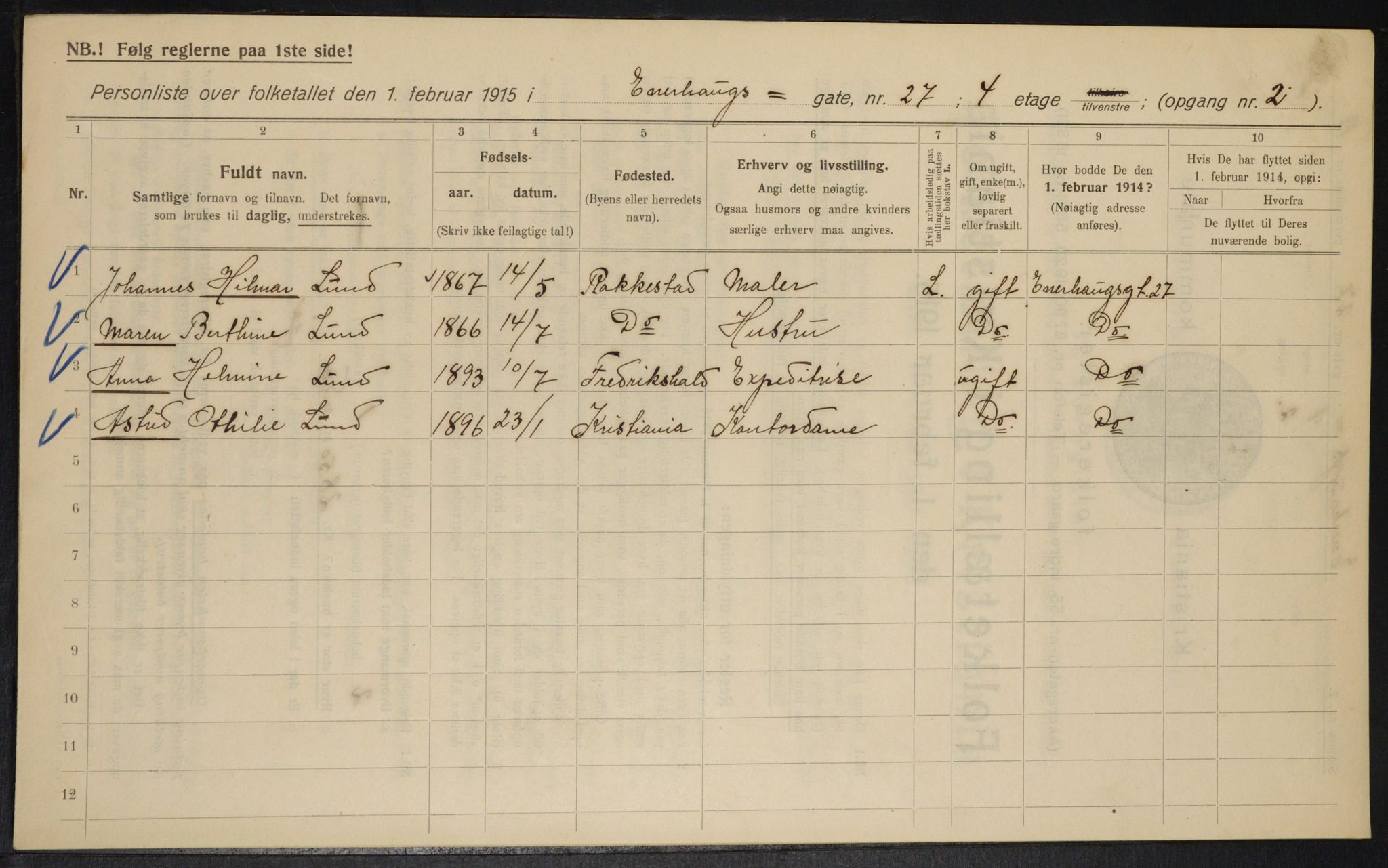 OBA, Municipal Census 1915 for Kristiania, 1915, p. 21267