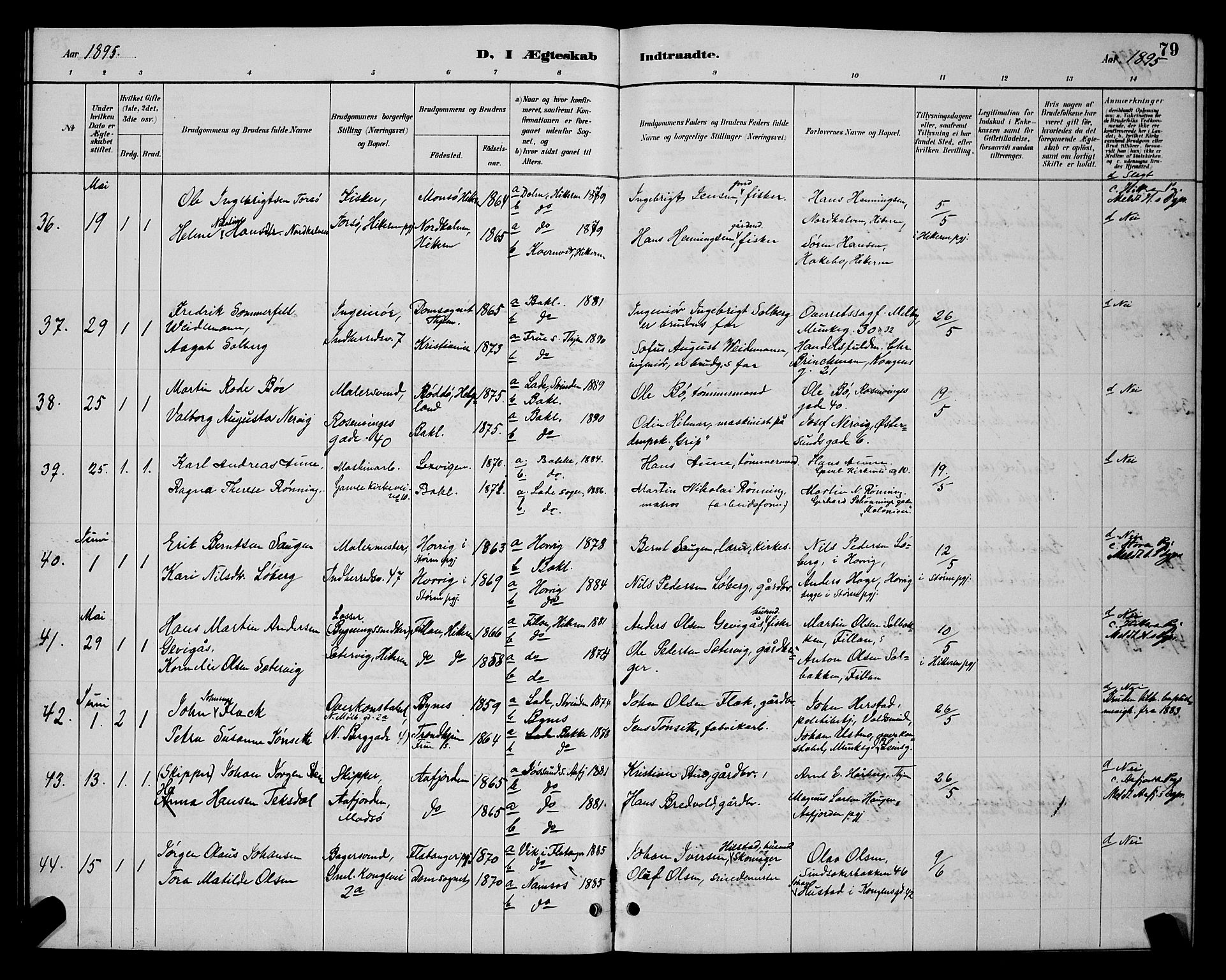 Ministerialprotokoller, klokkerbøker og fødselsregistre - Sør-Trøndelag, AV/SAT-A-1456/604/L0223: Parish register (copy) no. 604C06, 1886-1897, p. 79