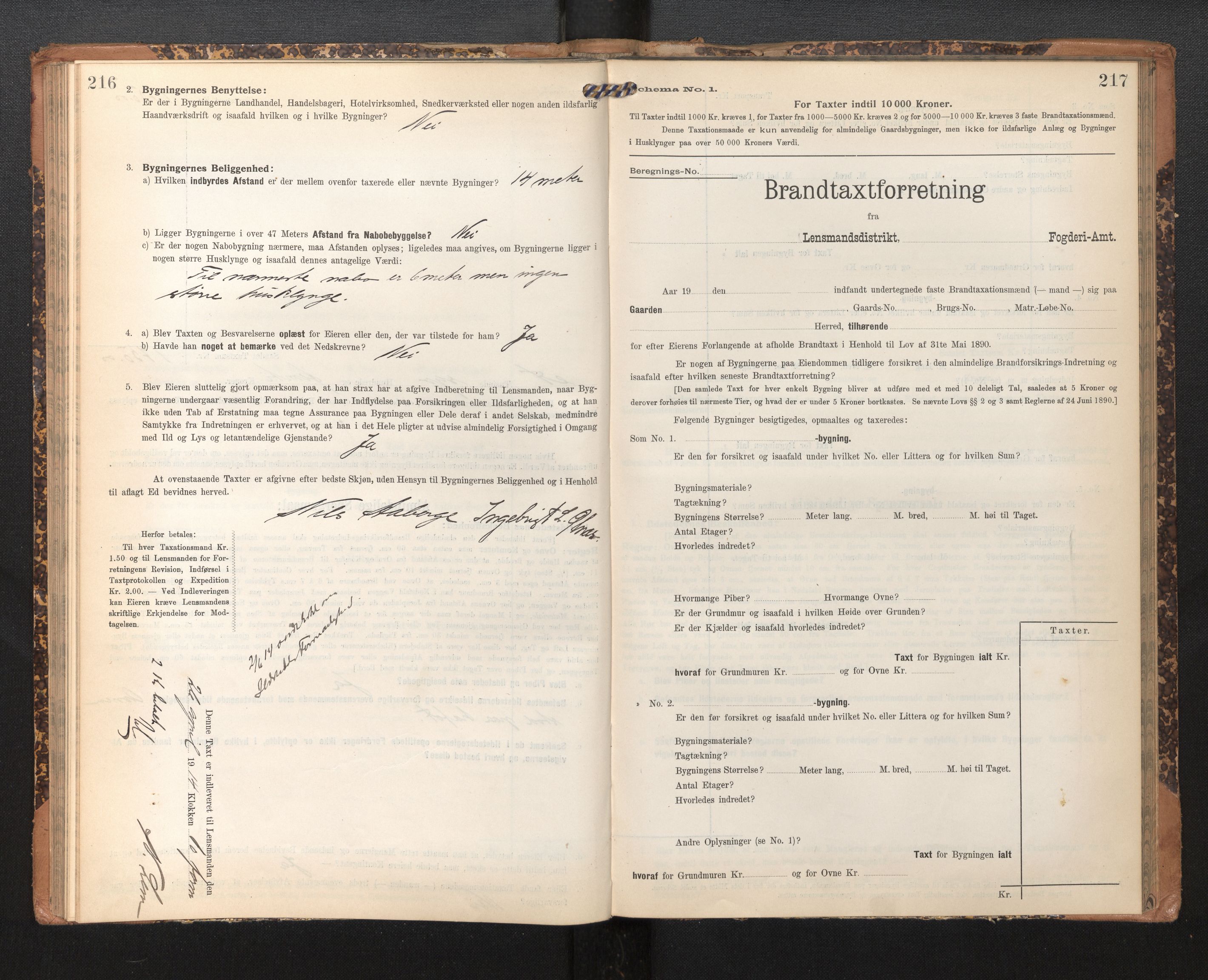 Lensmannen i Sogndal, AV/SAB-A-29901/0012/L0010: Branntakstprotokoll, skjematakst, 1907-1914, p. 216-217