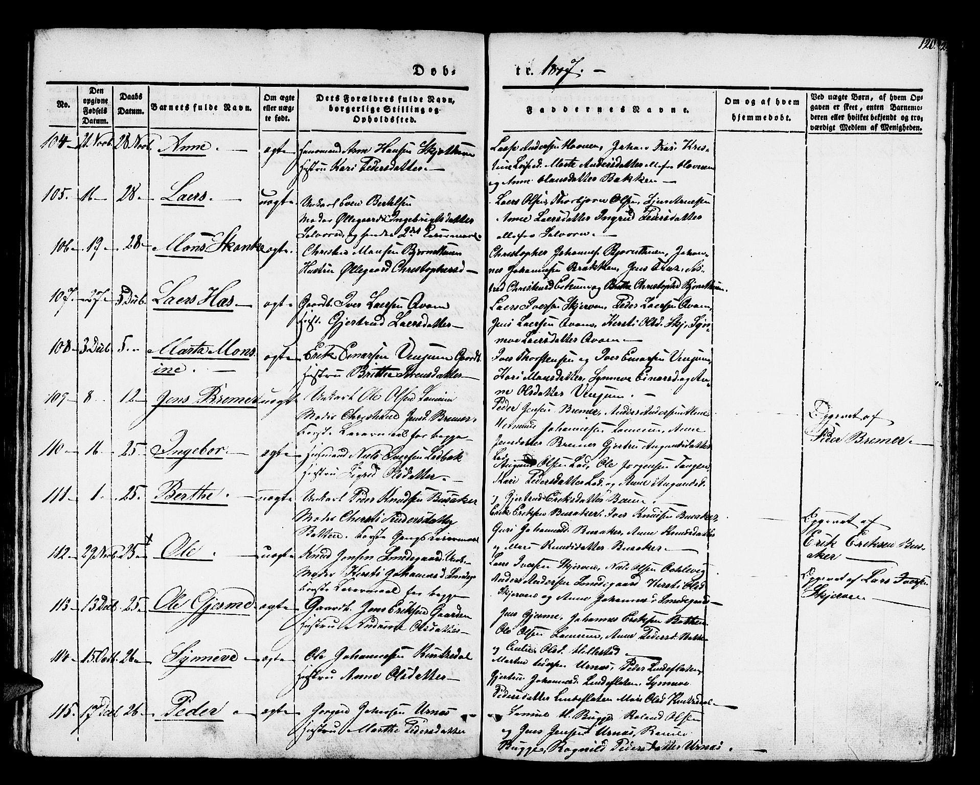 Hafslo sokneprestembete, AV/SAB-A-80301/H/Haa/Haaa/L0005: Parish register (official) no. A 5, 1834-1852, p. 120