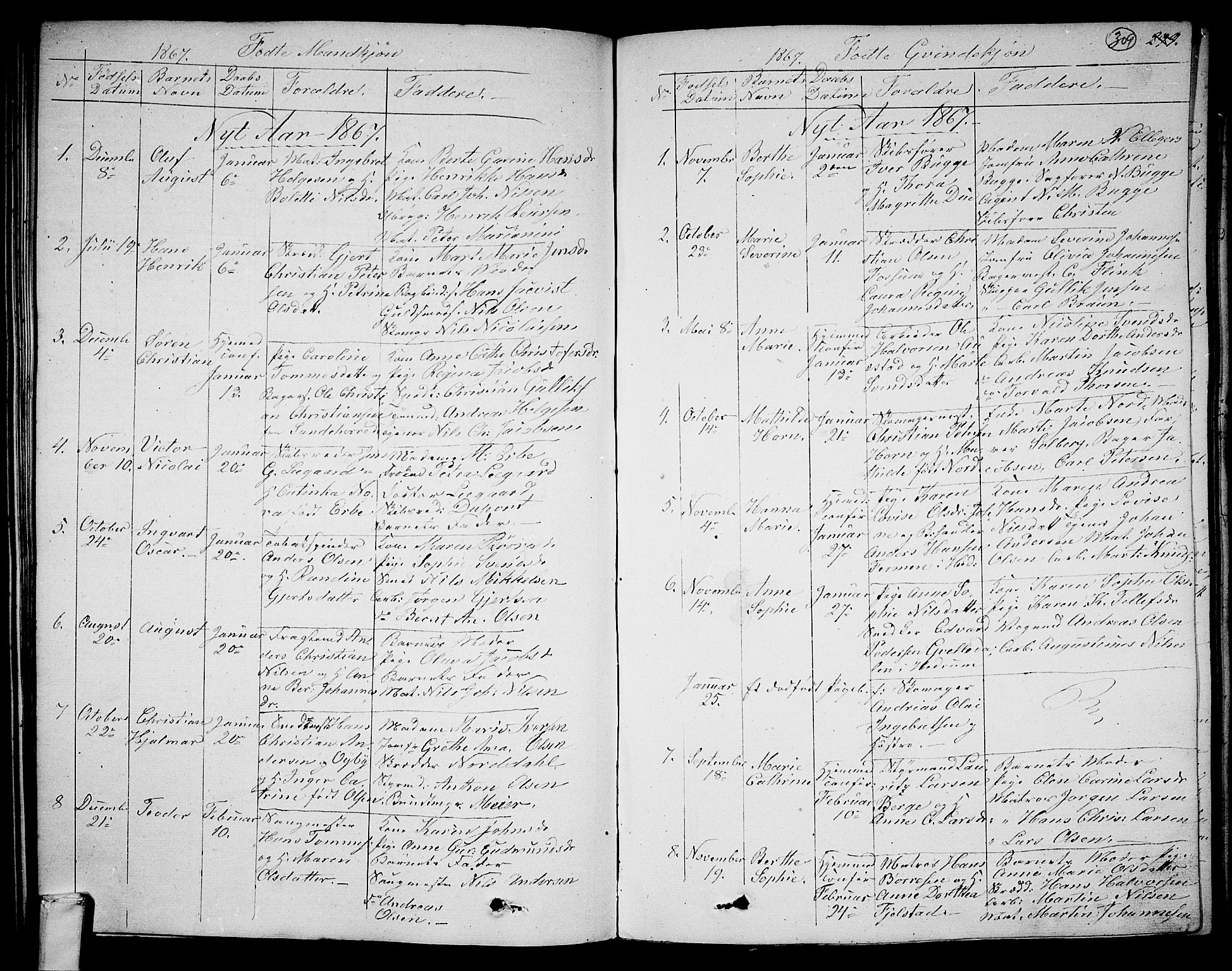 Larvik kirkebøker, SAKO/A-352/G/Ga/L0003a: Parish register (copy) no. I 3A, 1830-1870, p. 309