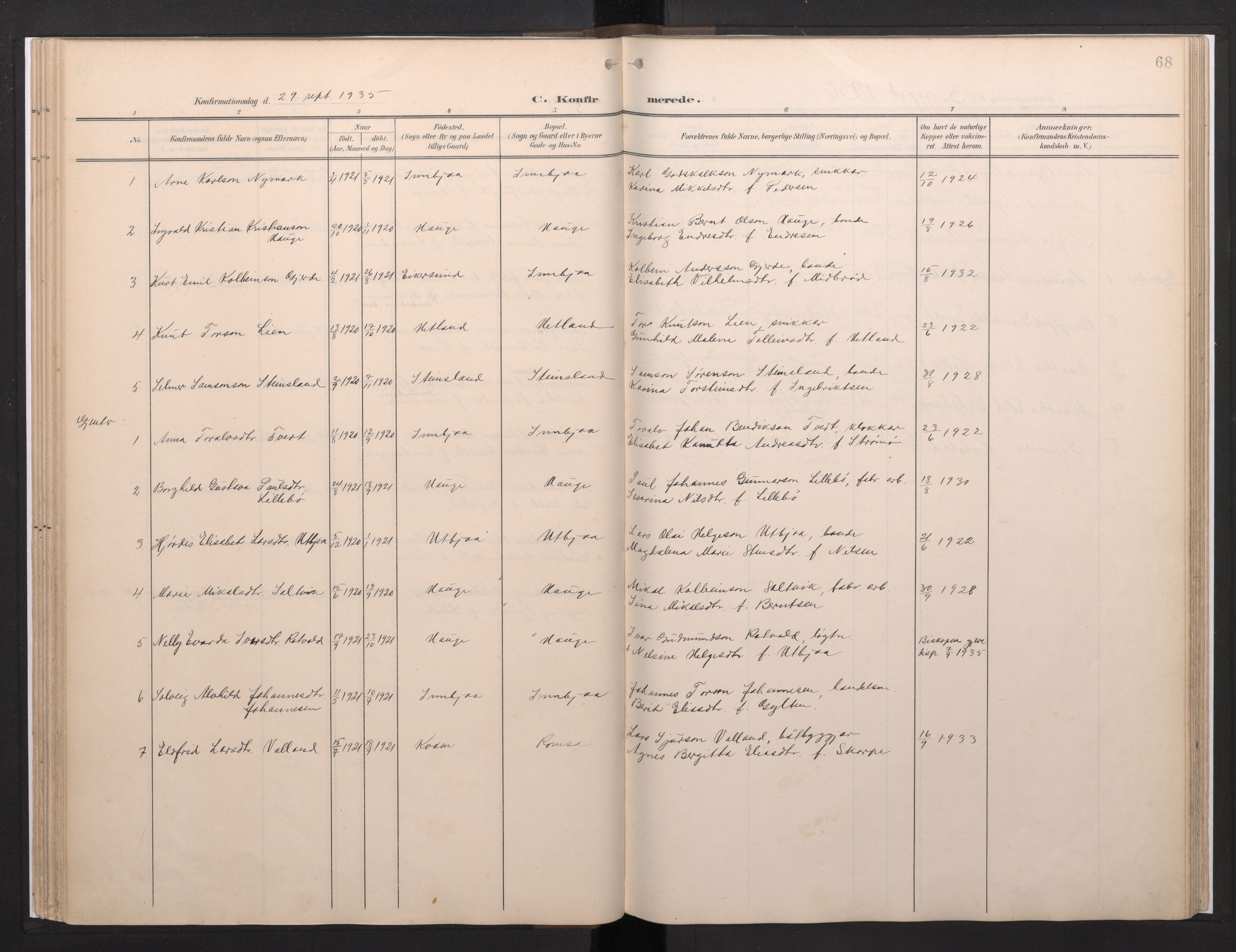 Fjelberg sokneprestembete, SAB/A-75201/H/Haa: Parish register (official) no. E 1, 1903-1948, p. 68