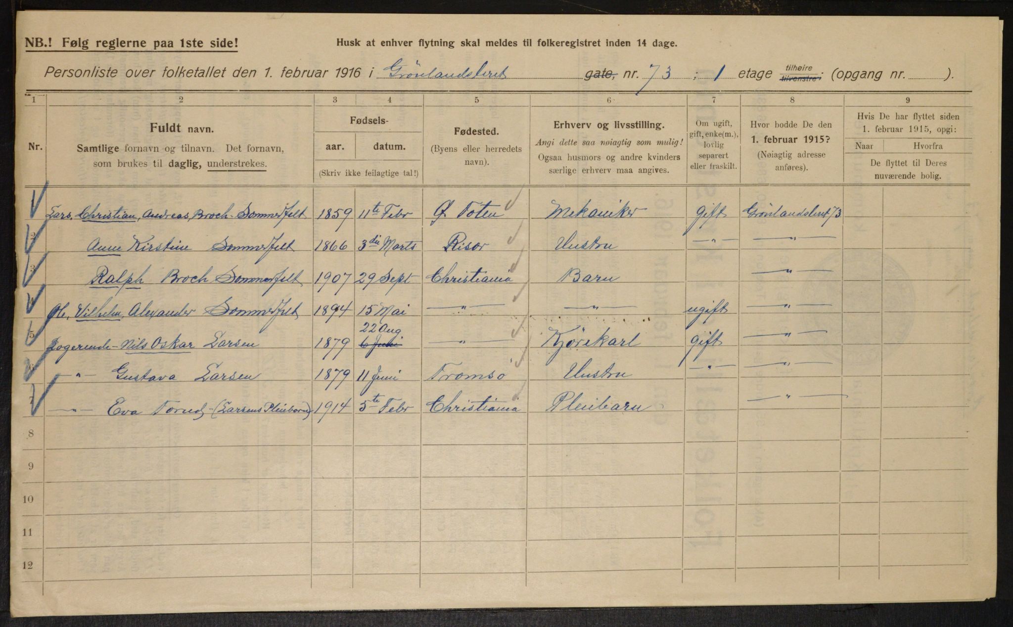 OBA, Municipal Census 1916 for Kristiania, 1916, p. 32795