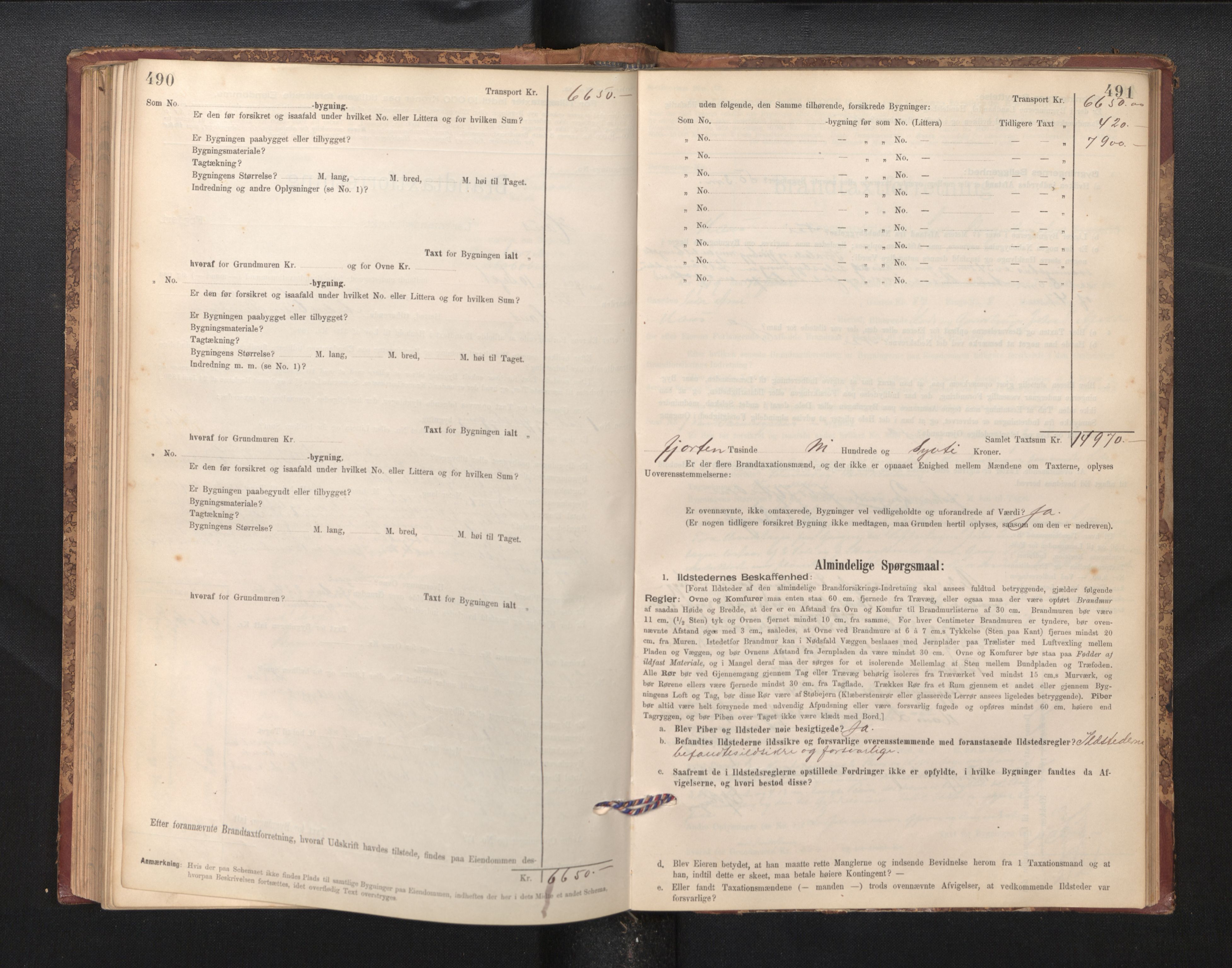 Lensmannen i Haus, SAB/A-32701/0012/L0006: Branntakstprotokoll, skjematakst, 1895-1941, p. 490-491