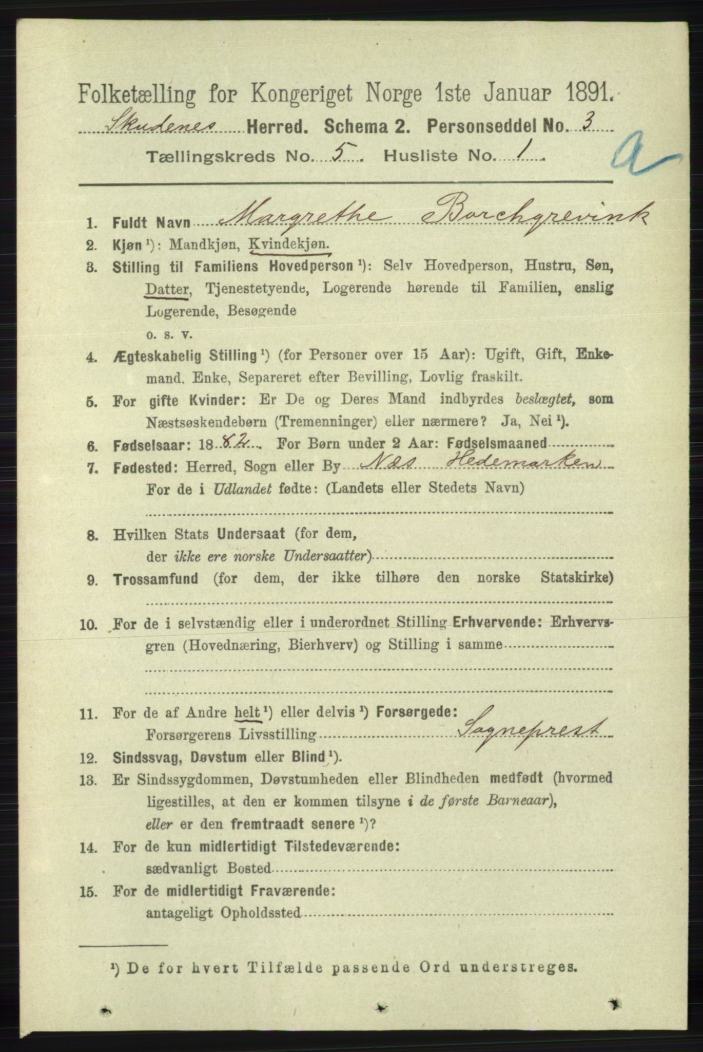 RA, 1891 census for 1150 Skudenes, 1891, p. 2527