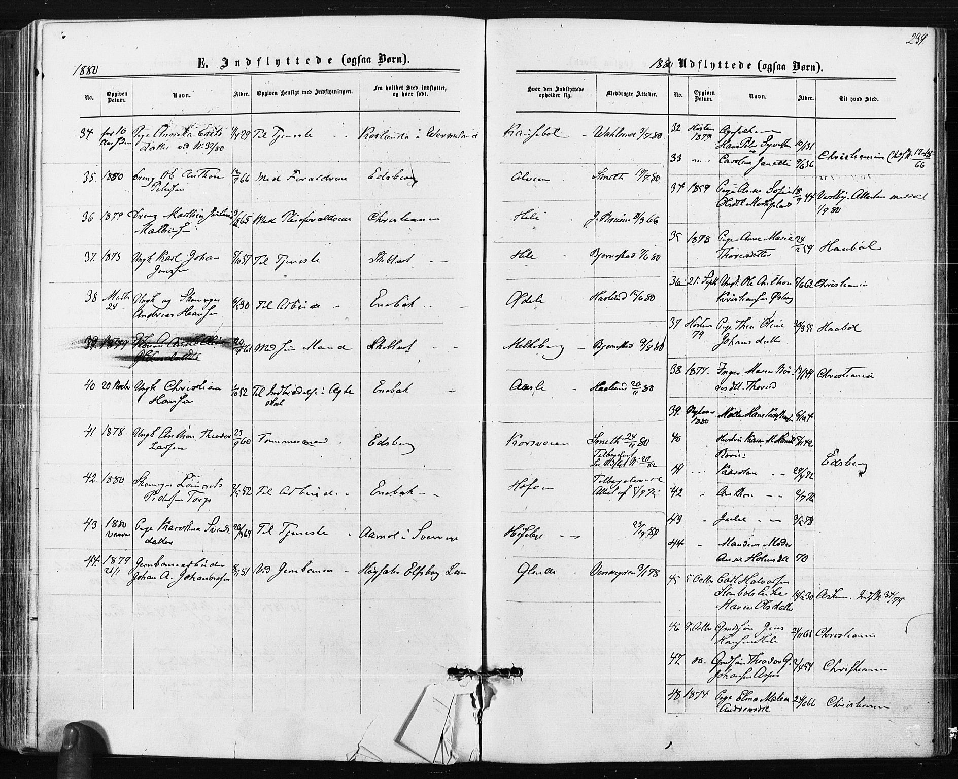 Spydeberg prestekontor Kirkebøker, SAO/A-10924/F/Fa/L0007: Parish register (official) no. I 7, 1875-1885, p. 239