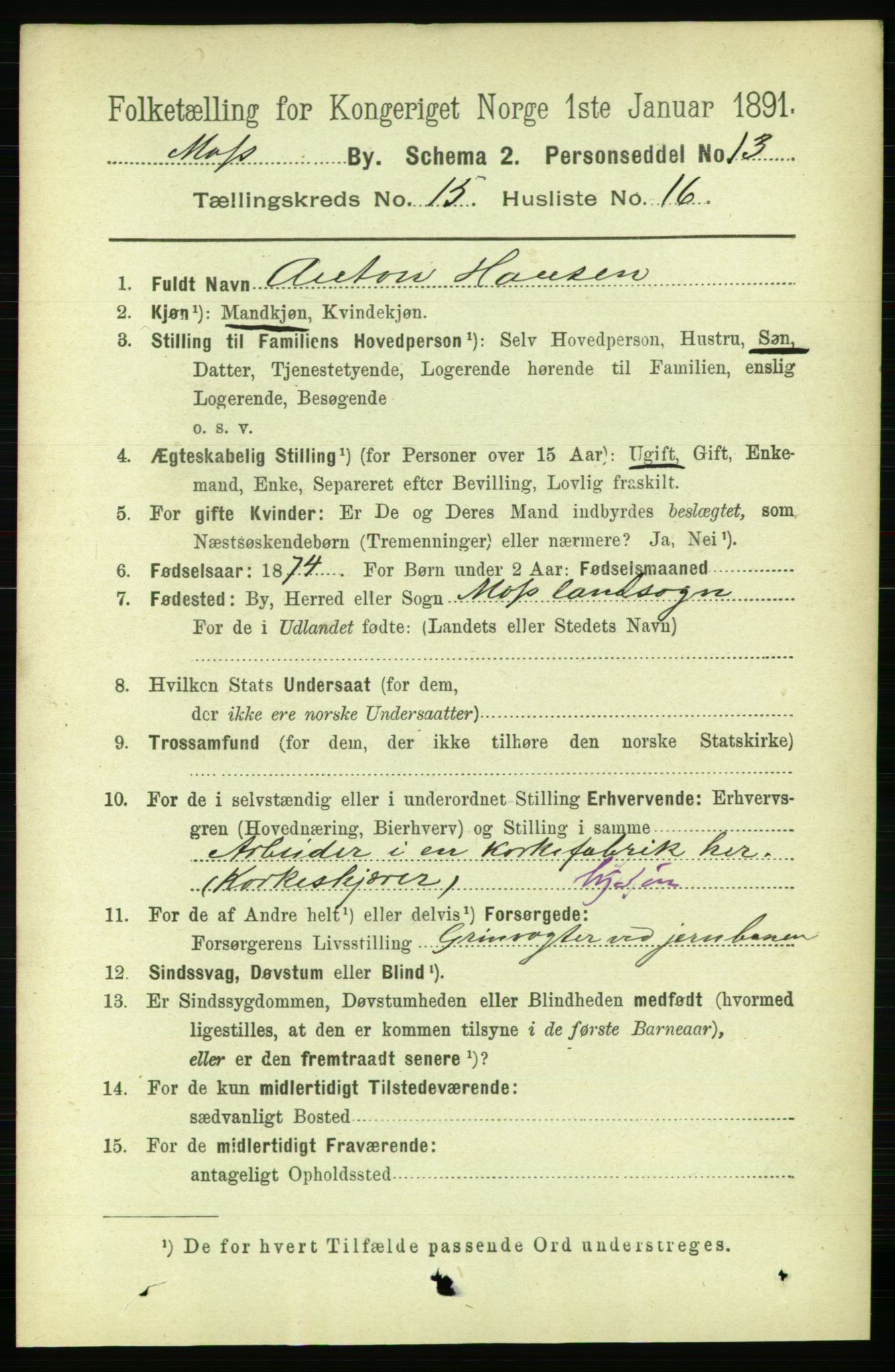 RA, 1891 census for 0104 Moss, 1891, p. 7427