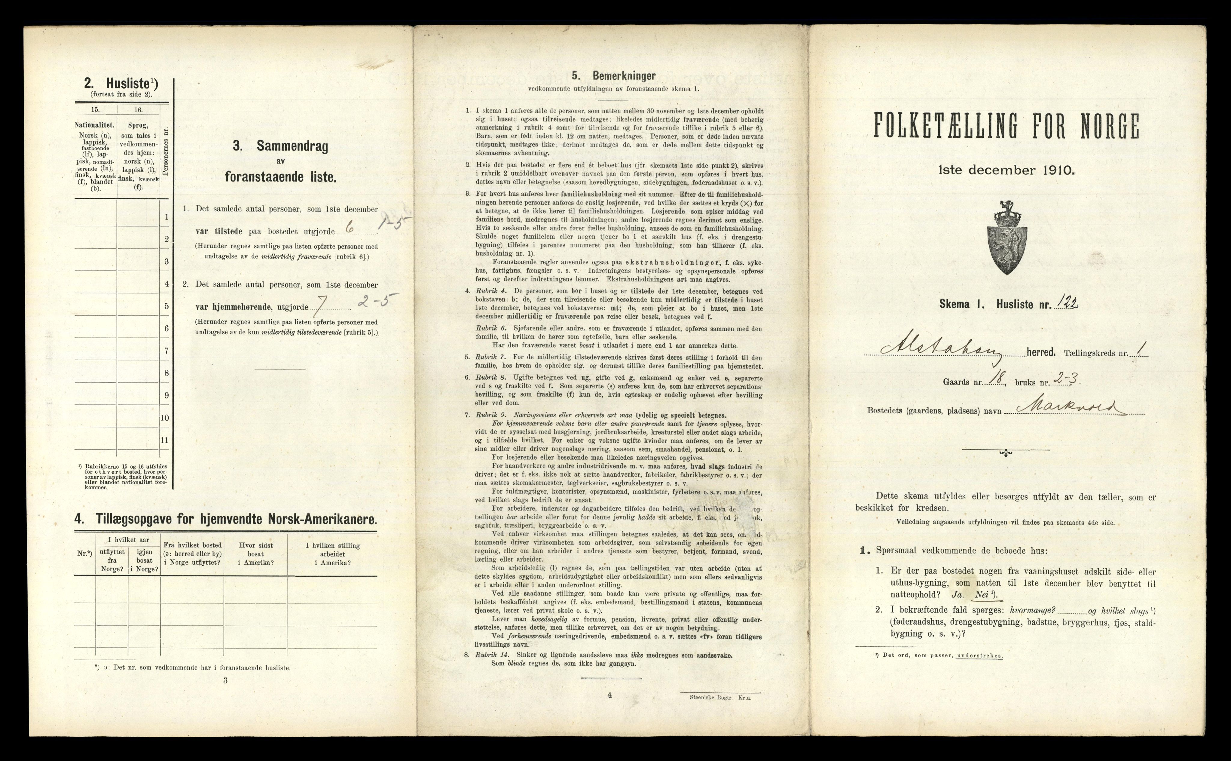 RA, 1910 census for Alstahaug, 1910, p. 268