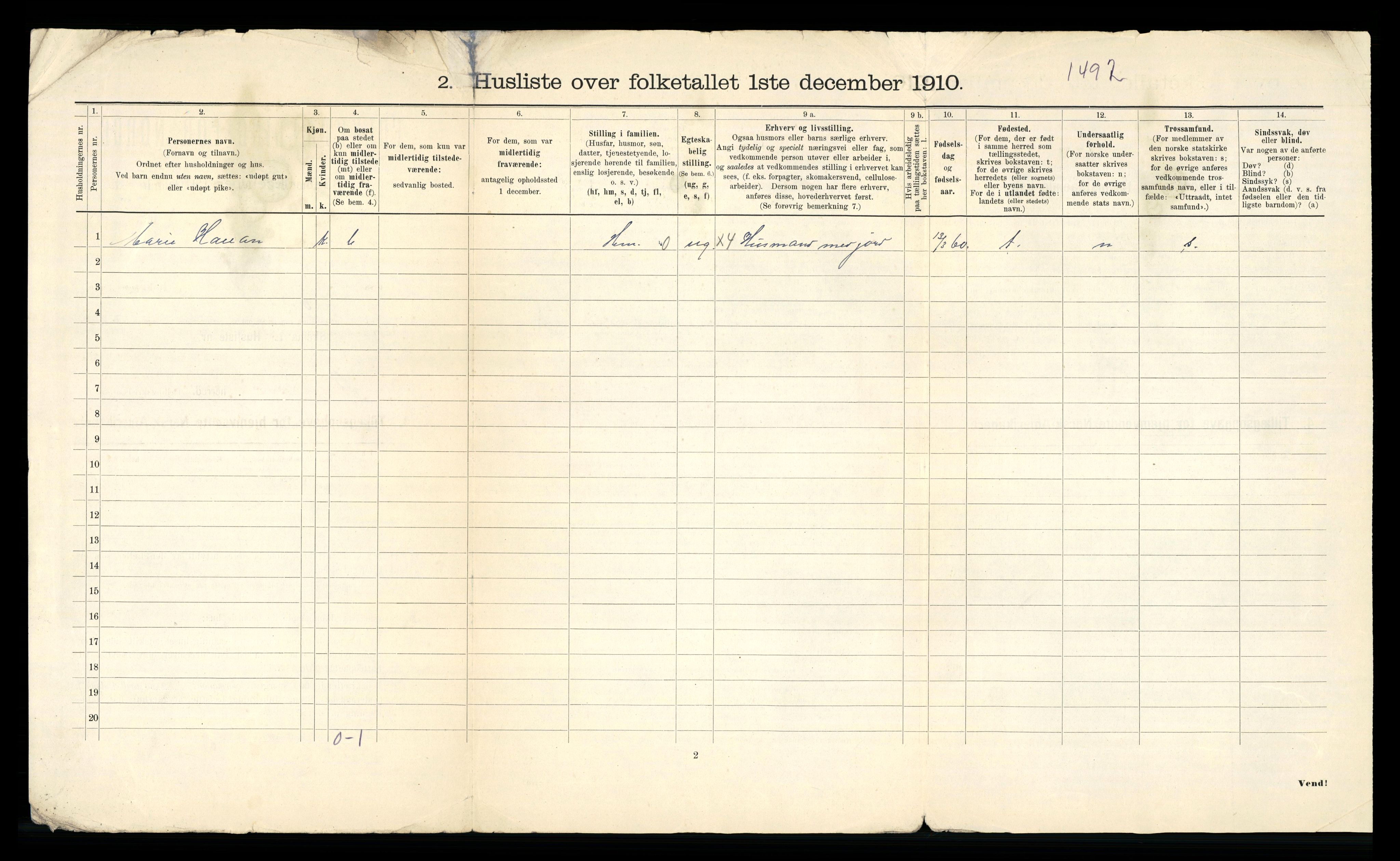 RA, 1910 census for Ytterøy, 1910, p. 14