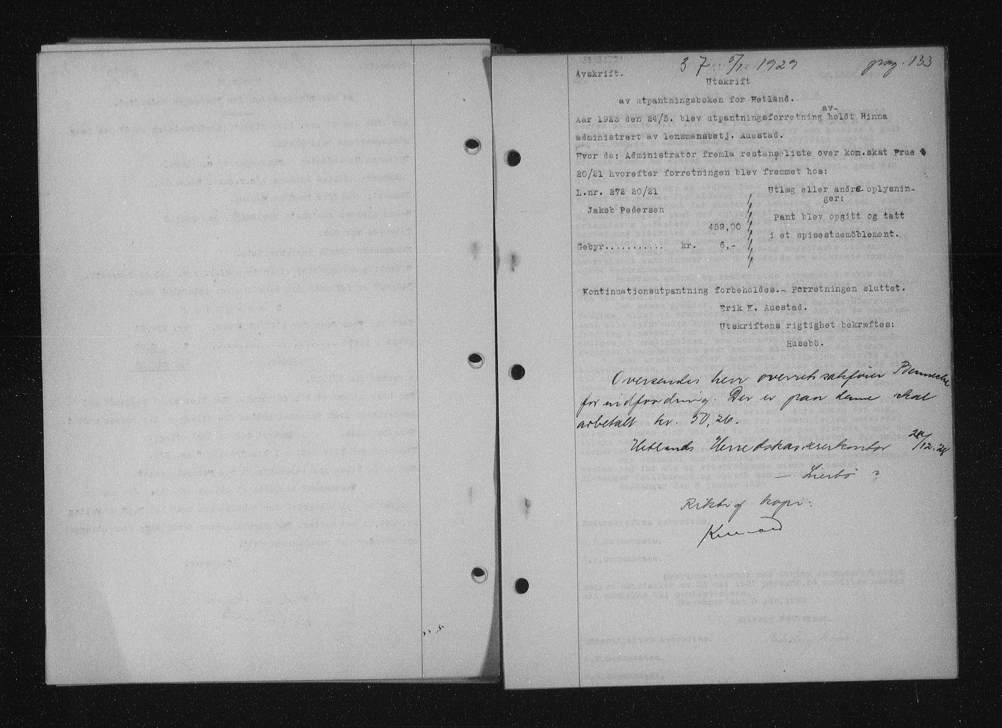 Stavanger byfogd, SAST/A-101408/001/4/41/410/410BB/L0055: Mortgage book no. 43, 1928-1929, Deed date: 05.01.1929