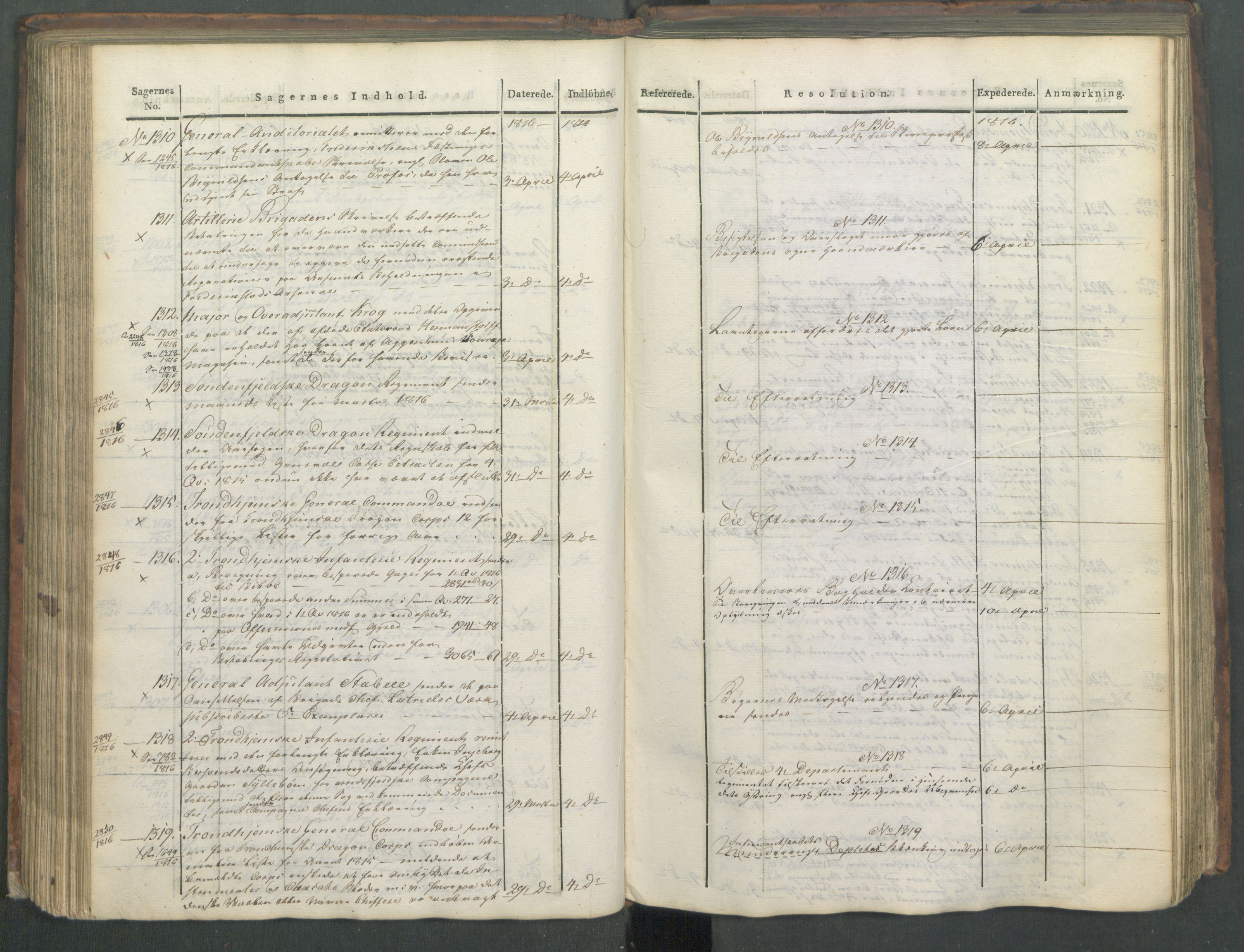 Armédepartementet, AV/RA-RAFA-3493/C/Ca/L0008: 6. Departements Journal, 1816