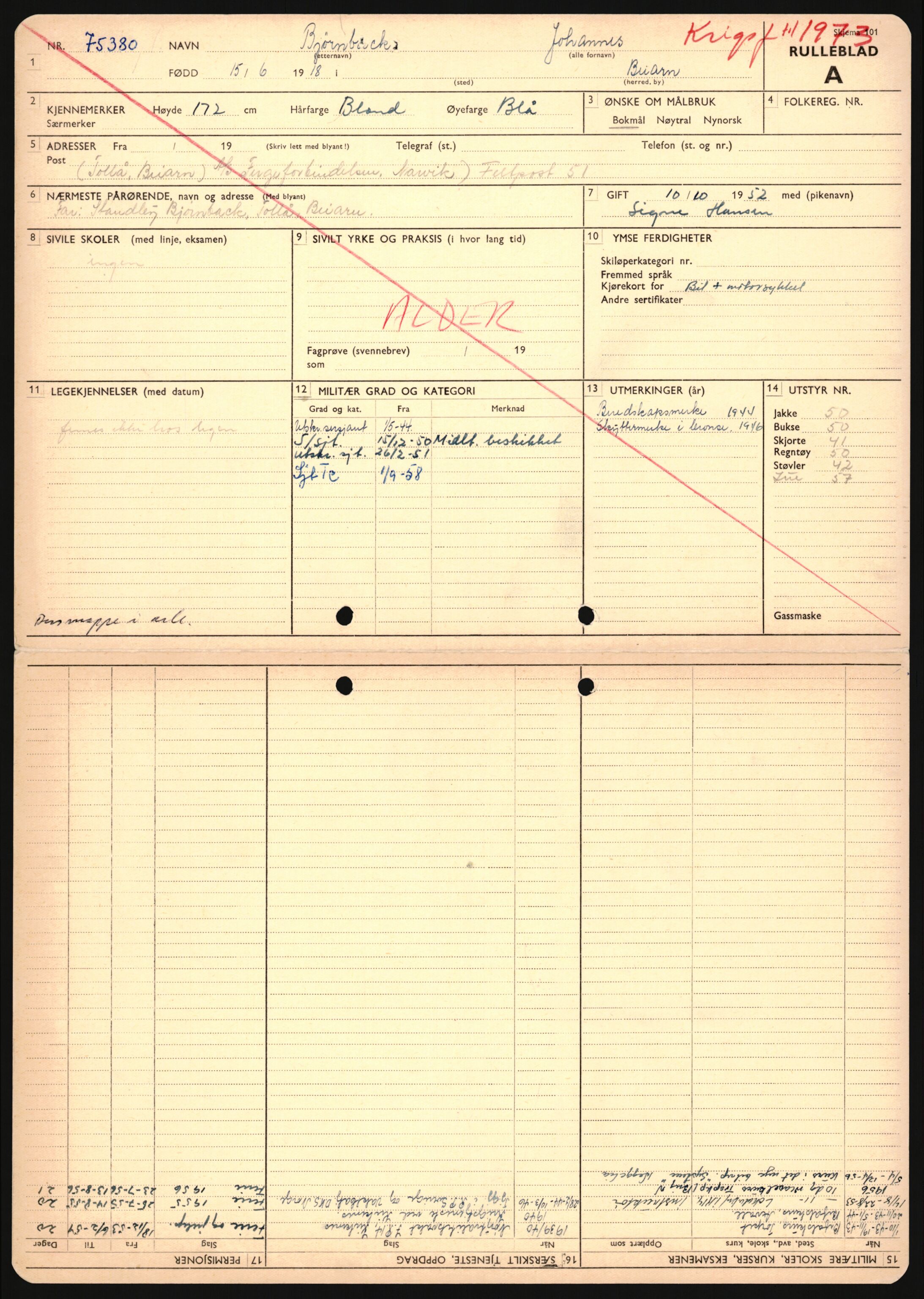 Forsvaret, Sør-Hålogaland landforsvar, AV/RA-RAFA-2552/P/Pa/L0303: Personellmapper for slettet personell, yrkesbefal og vernepliktig befal, født 1917-1920, 1936-1980, p. 261