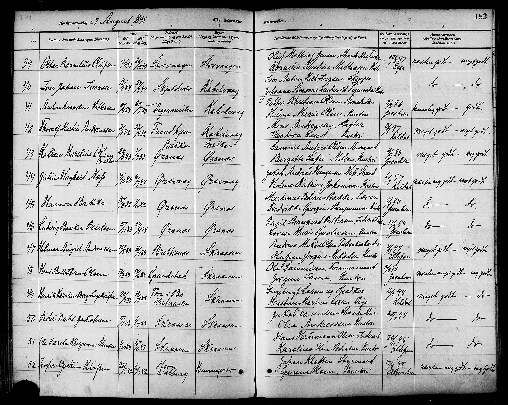 Ministerialprotokoller, klokkerbøker og fødselsregistre - Nordland, AV/SAT-A-1459/874/L1060: Parish register (official) no. 874A04, 1890-1899, p. 182