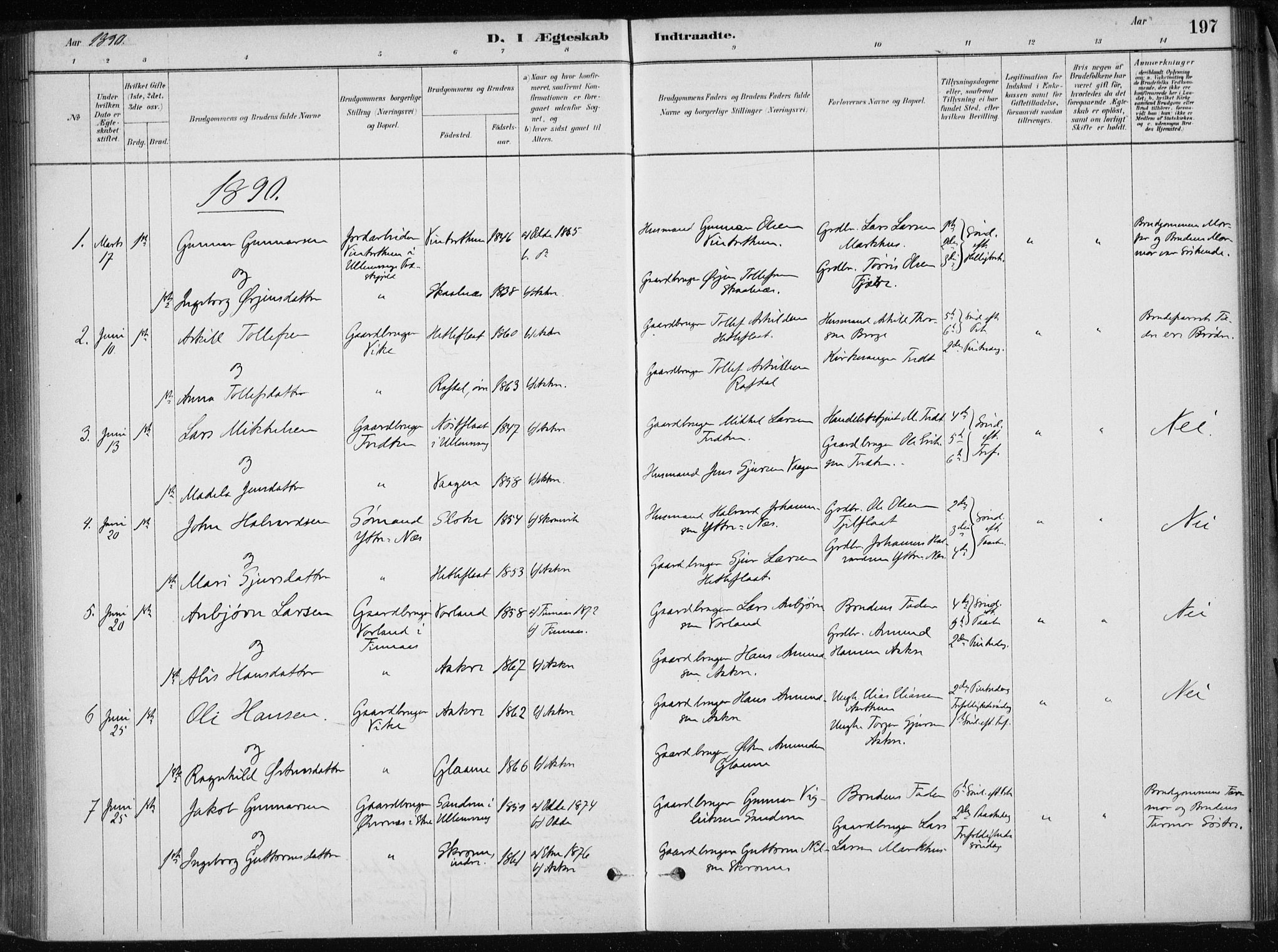 Skånevik sokneprestembete, SAB/A-77801/H/Haa: Parish register (official) no. E  1, 1879-1901, p. 197