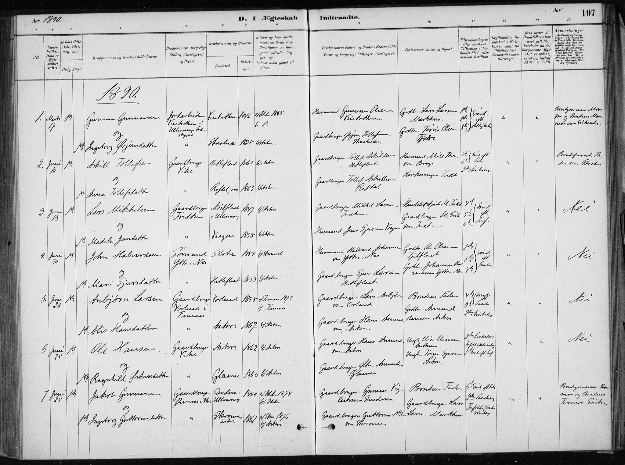 Skånevik sokneprestembete, AV/SAB-A-77801/H/Haa: Parish register (official) no. E  1, 1879-1901, p. 197