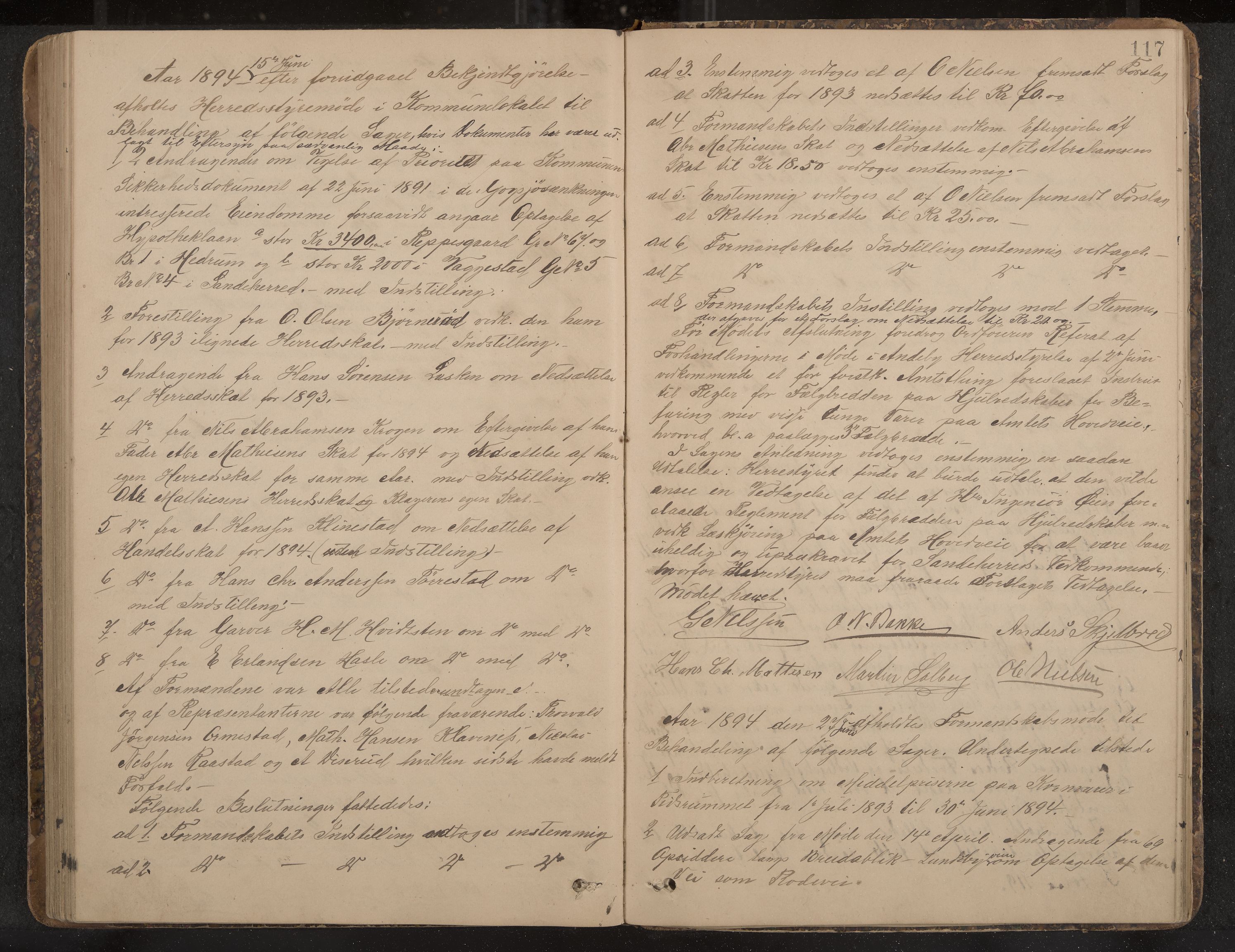 Sandar formannskap og sentraladministrasjon, IKAK/0724021/A/Aa/L0001: Møtebok, 1886-1895, p. 117