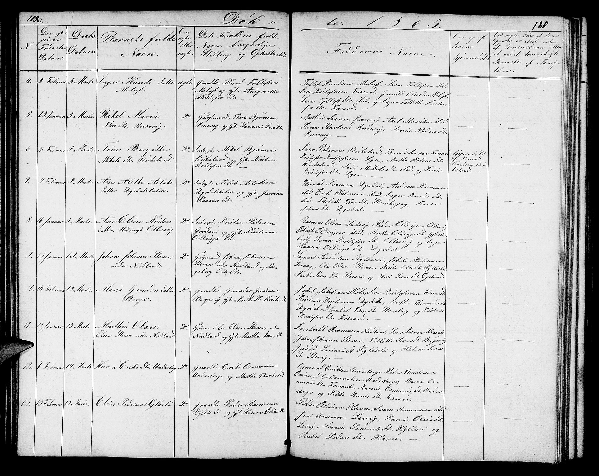 Høgsfjord sokneprestkontor, SAST/A-101624/H/Ha/Hab/L0002: Parish register (copy) no. B 2, 1855-1882, p. 119-120