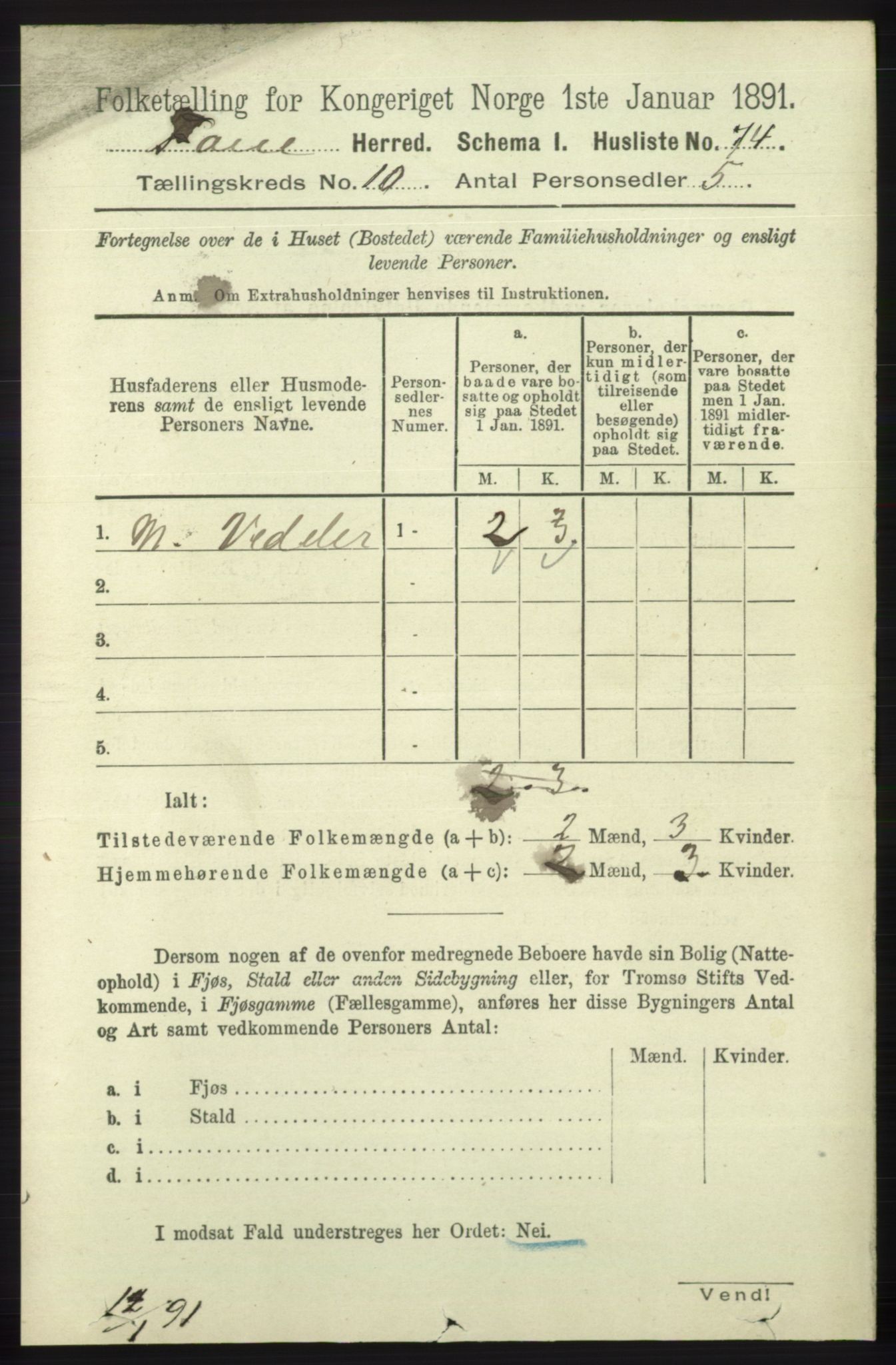 RA, 1891 census for 1249 Fana, 1891, p. 5422