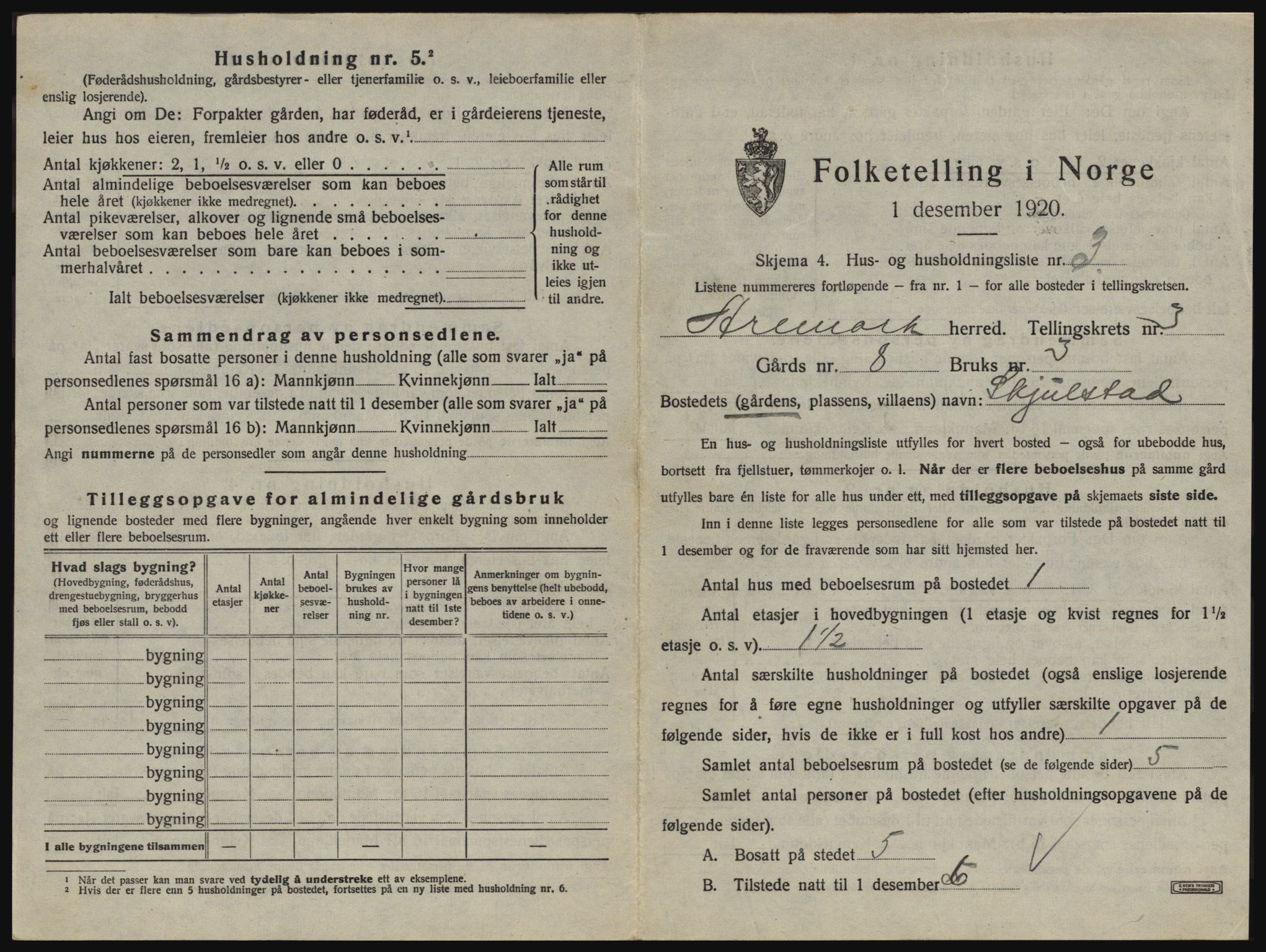 SAO, 1920 census for Aremark, 1920, p. 297