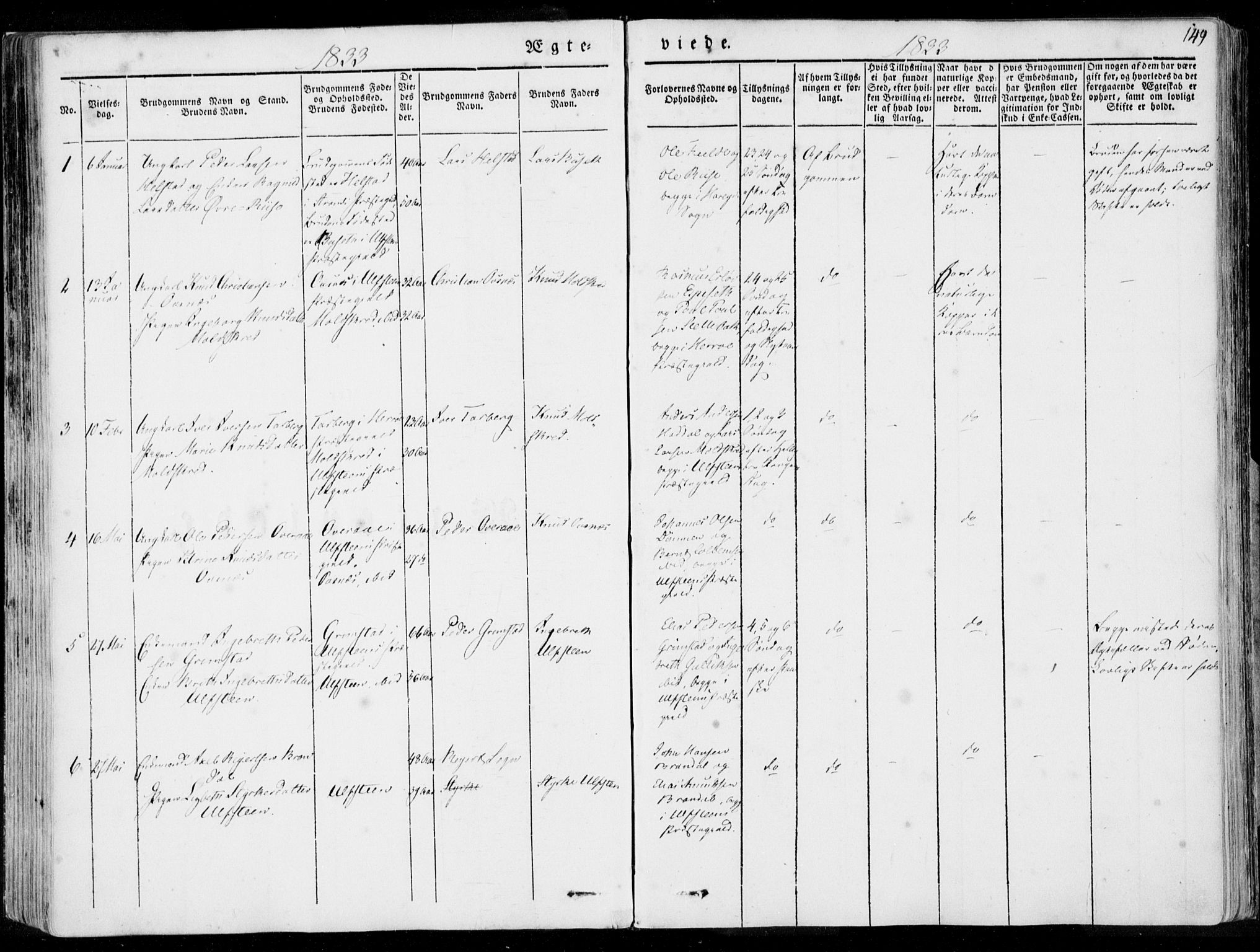 Ministerialprotokoller, klokkerbøker og fødselsregistre - Møre og Romsdal, AV/SAT-A-1454/509/L0104: Parish register (official) no. 509A02, 1833-1847, p. 149