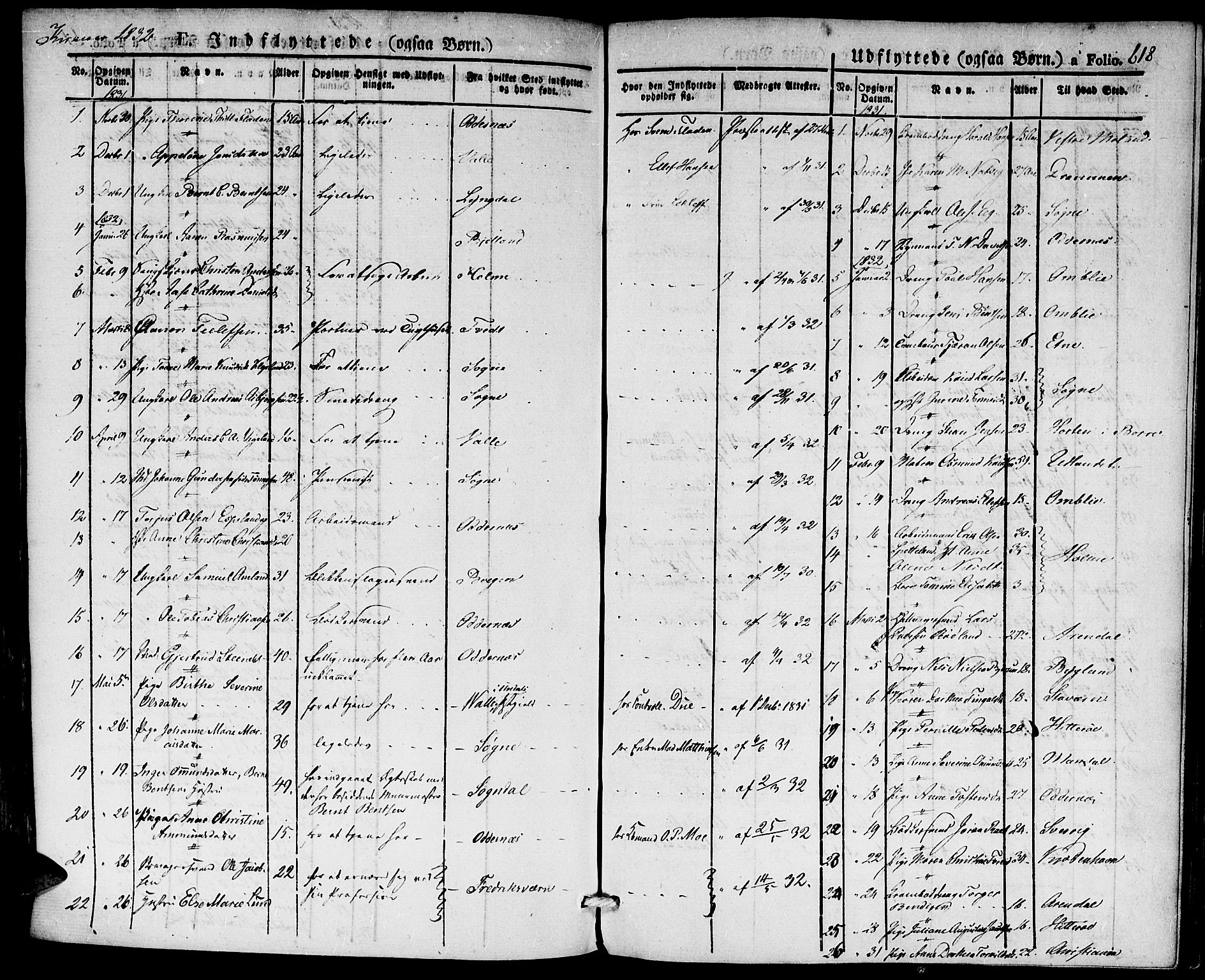 Kristiansand domprosti, SAK/1112-0006/F/Fa/L0011: Parish register (official) no. A 11, 1827-1841, p. 618