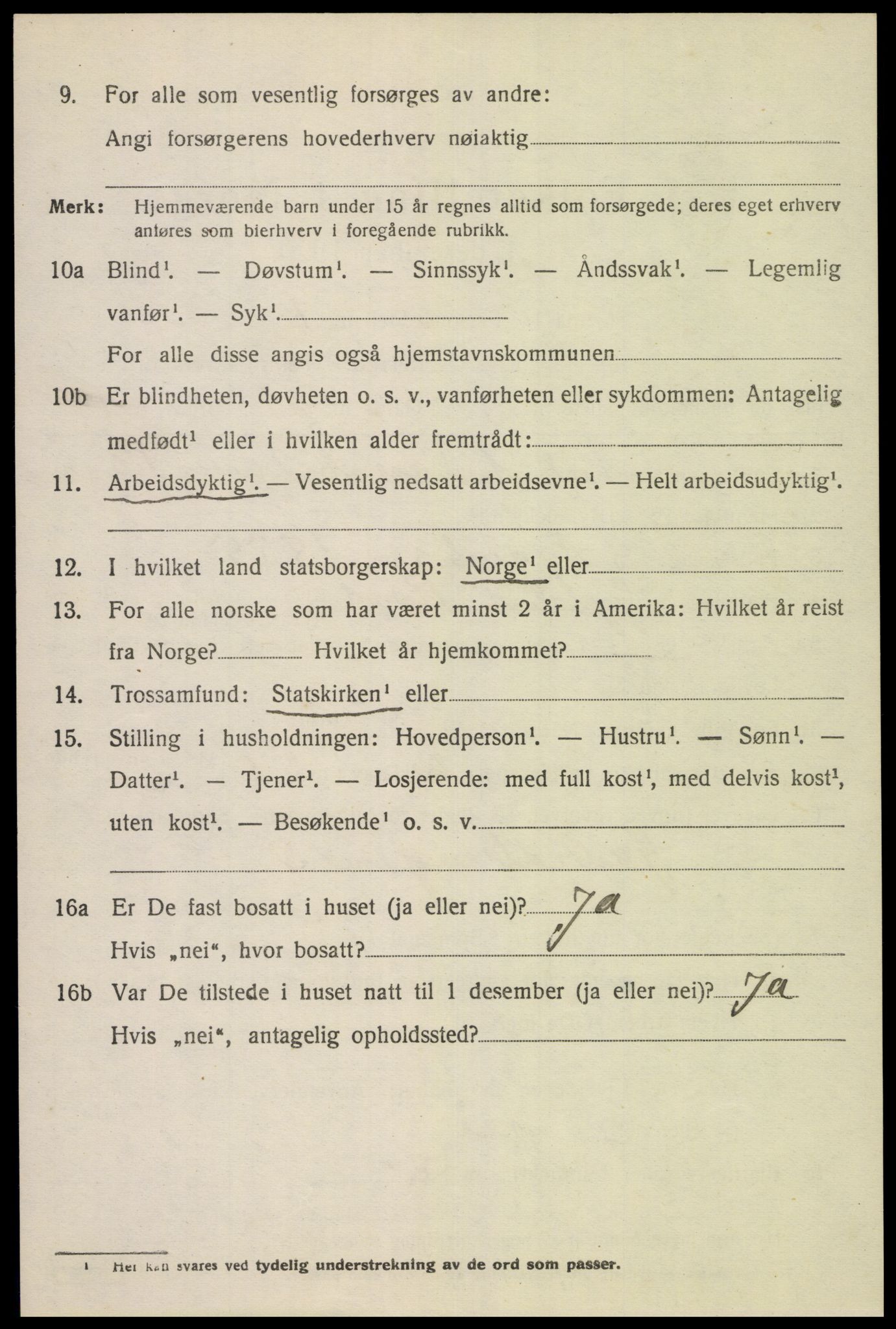 SAK, 1920 census for Gyland, 1920, p. 2423