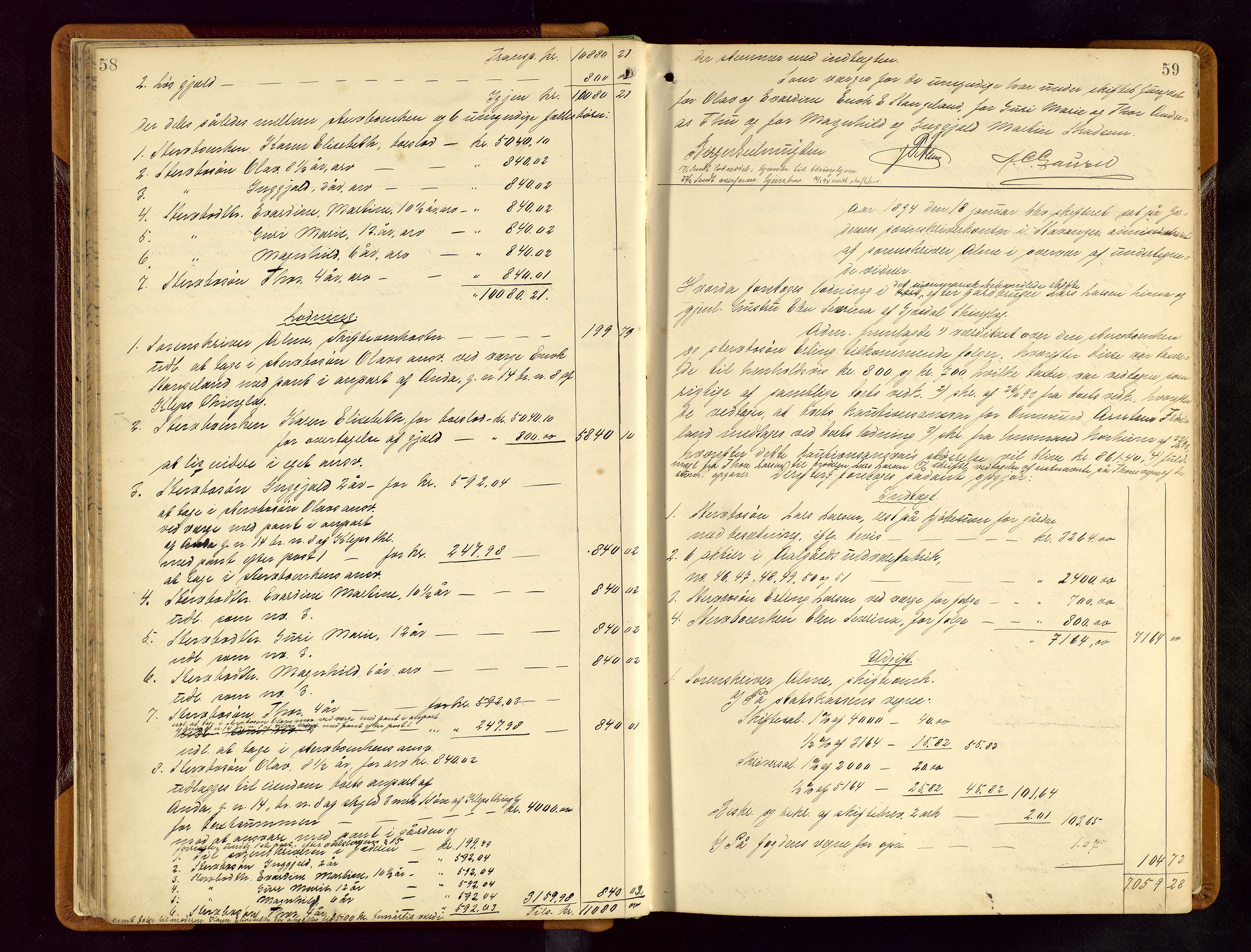 Jæren sorenskriveri, AV/SAST-A-100310/01/5/50/50BB/L0005: SKIFTEUTLODNINGSPROTOKOLL, 1893-1900, p. 58-59