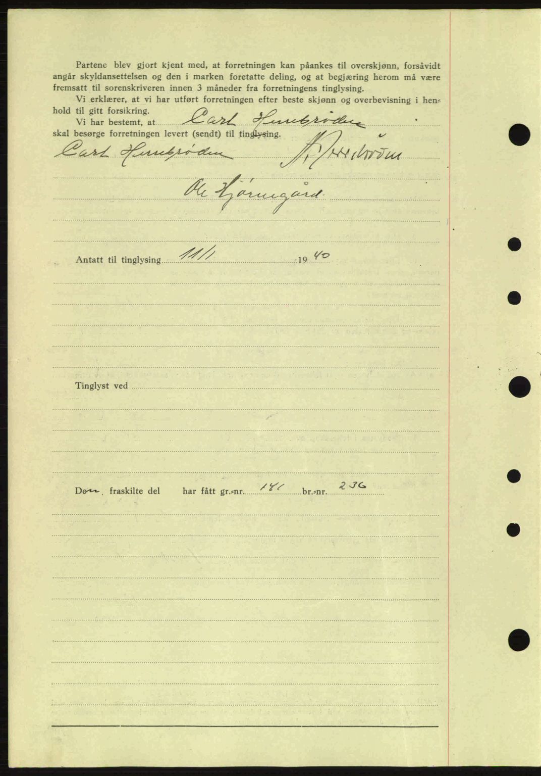 Idd og Marker sorenskriveri, AV/SAO-A-10283/G/Gb/Gbb/L0004: Mortgage book no. A4, 1940-1941, Diary no: : 40/1940