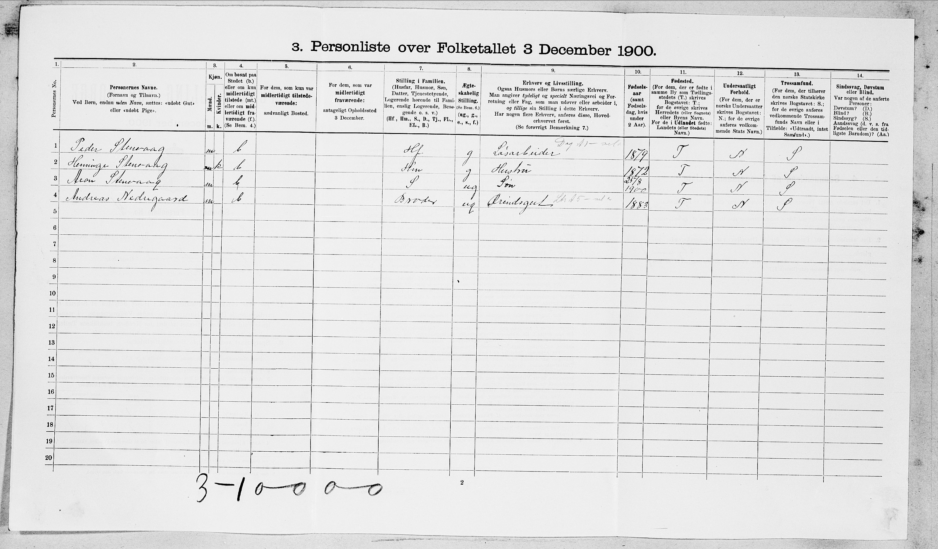 SAT, 1900 census for Ålesund, 1900, p. 4747