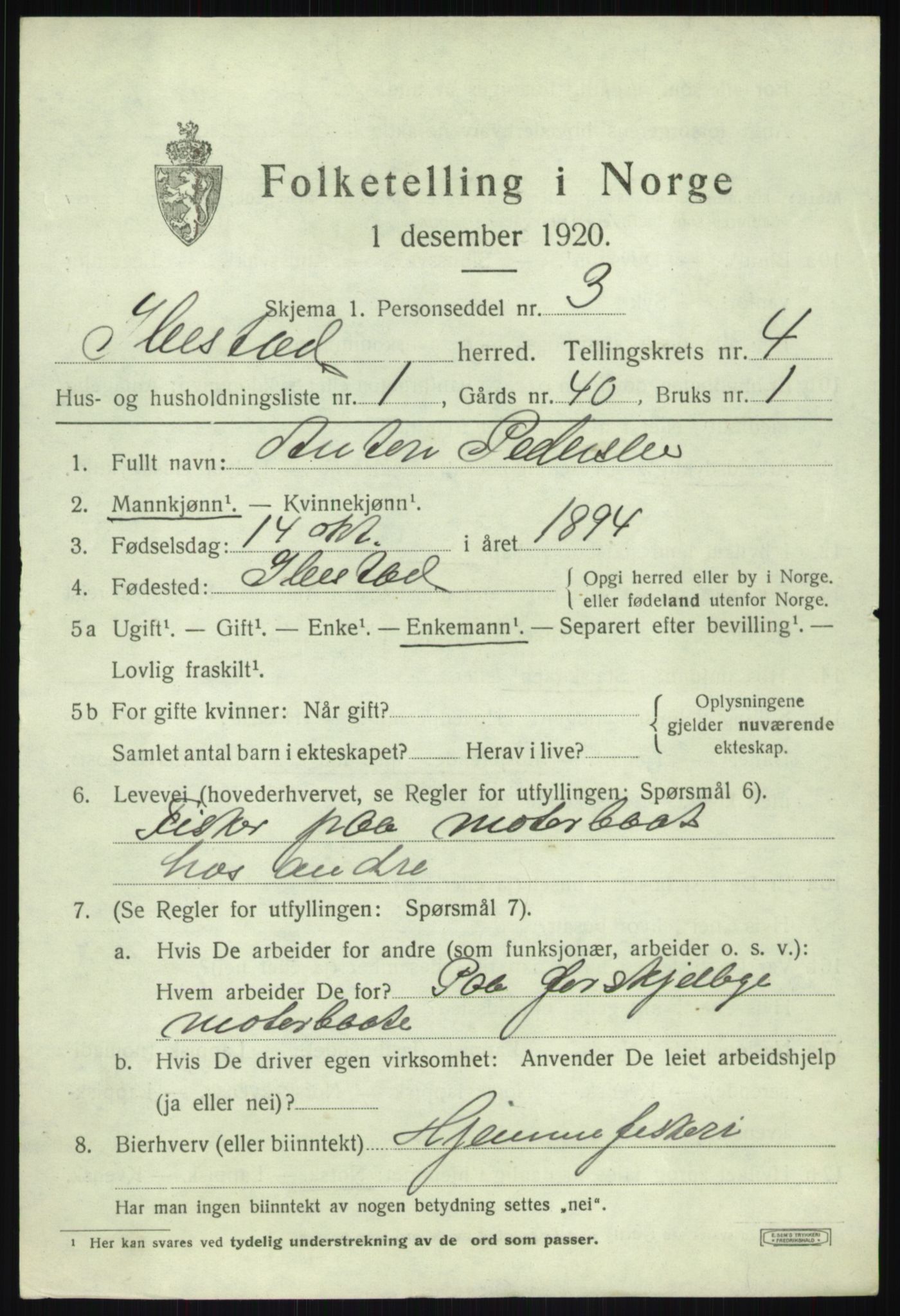 SATØ, 1920 census for Ibestad, 1920, p. 3121