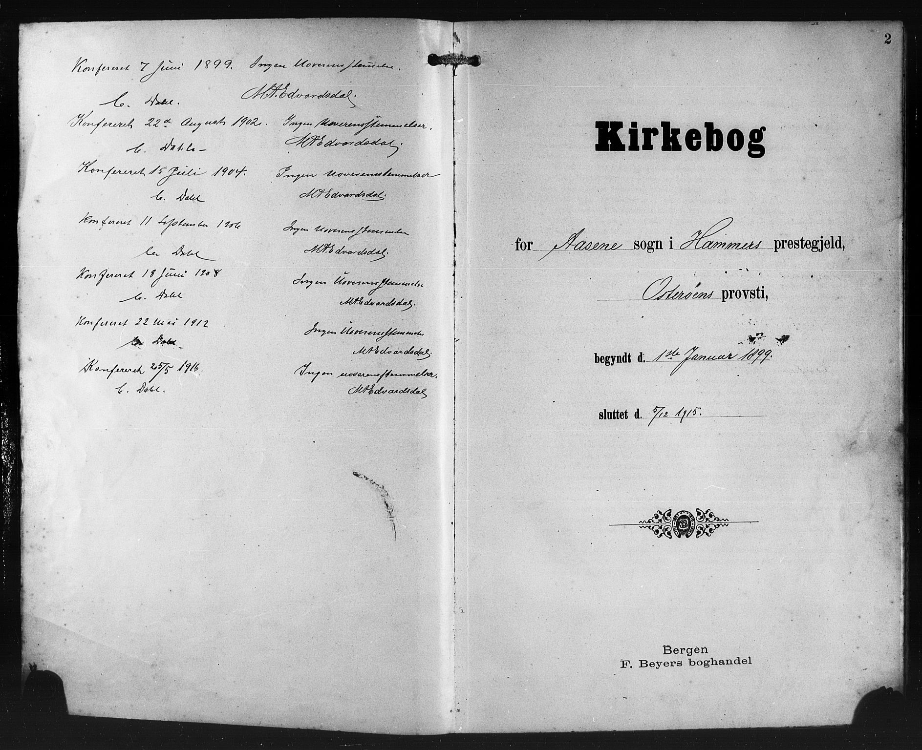 Åsane sokneprestembete, AV/SAB-A-79401/H/Hab: Parish register (copy) no. A 3, 1899-1915, p. 2