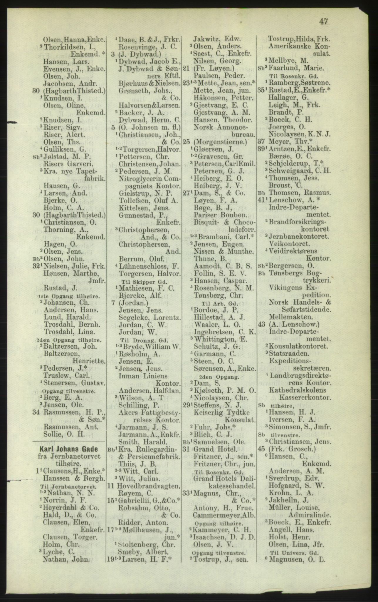 Kristiania/Oslo adressebok, PUBL/-, 1882, p. 47