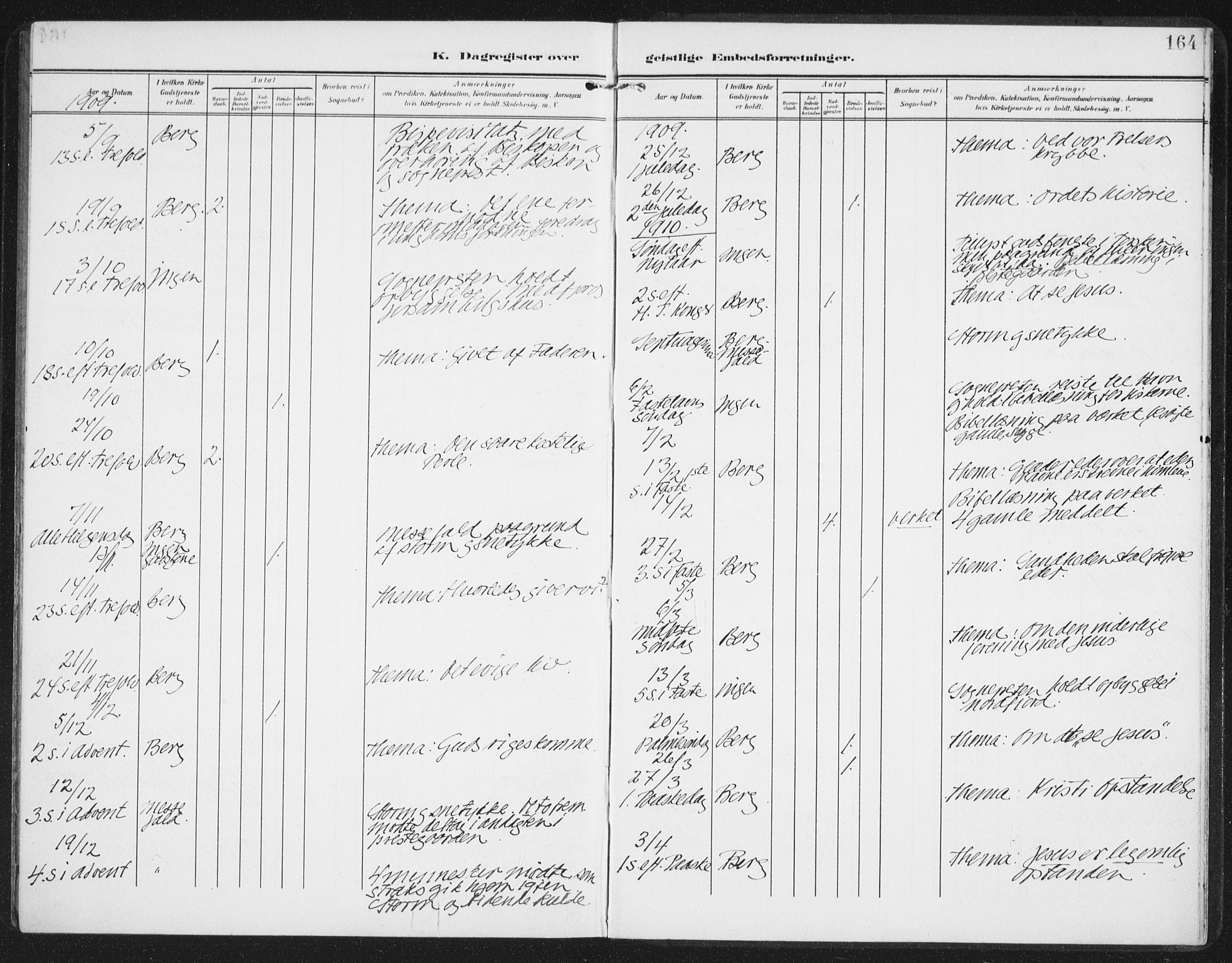 Berg sokneprestkontor, AV/SATØ-S-1318/G/Ga/Gaa/L0007kirke: Parish register (official) no. 7, 1906-1915, p. 164