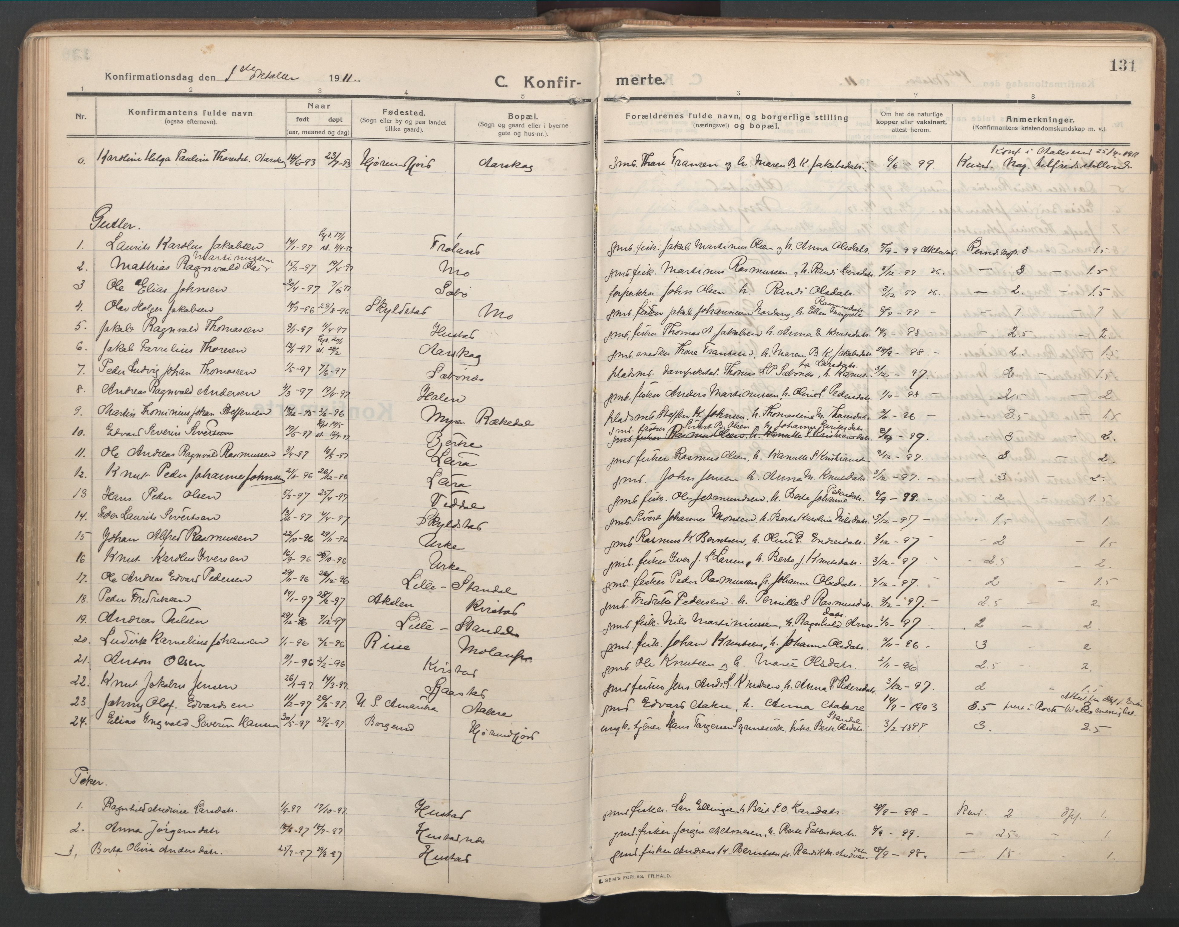 Ministerialprotokoller, klokkerbøker og fødselsregistre - Møre og Romsdal, AV/SAT-A-1454/515/L0212: Parish register (official) no. 515A08, 1911-1935, p. 131