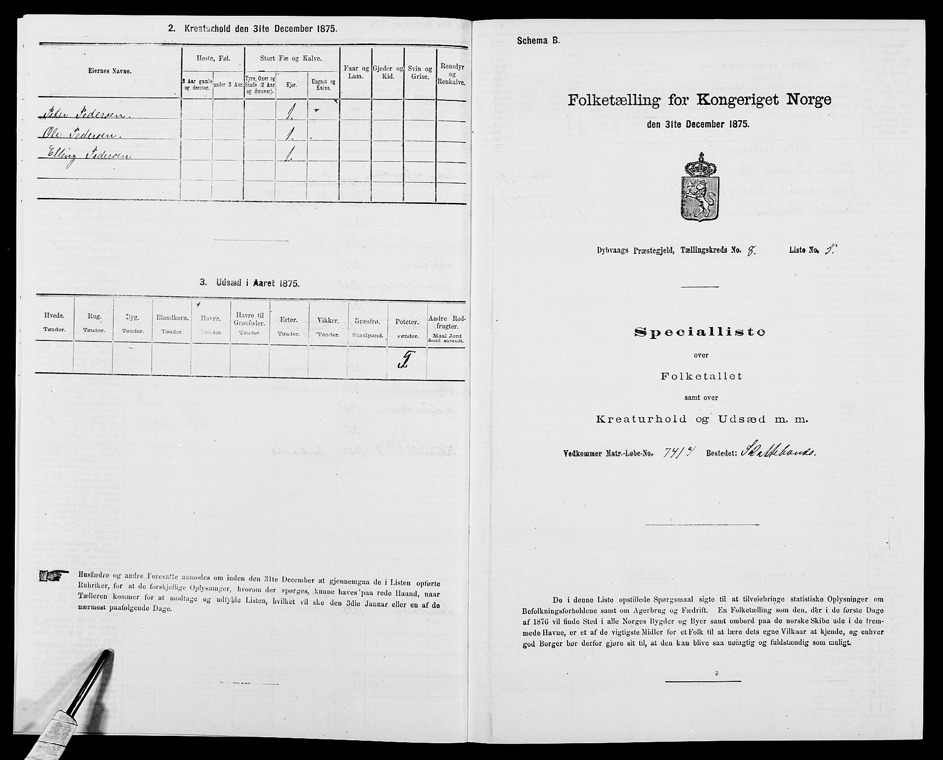 SAK, 1875 census for 0915P Dypvåg, 1875, p. 931