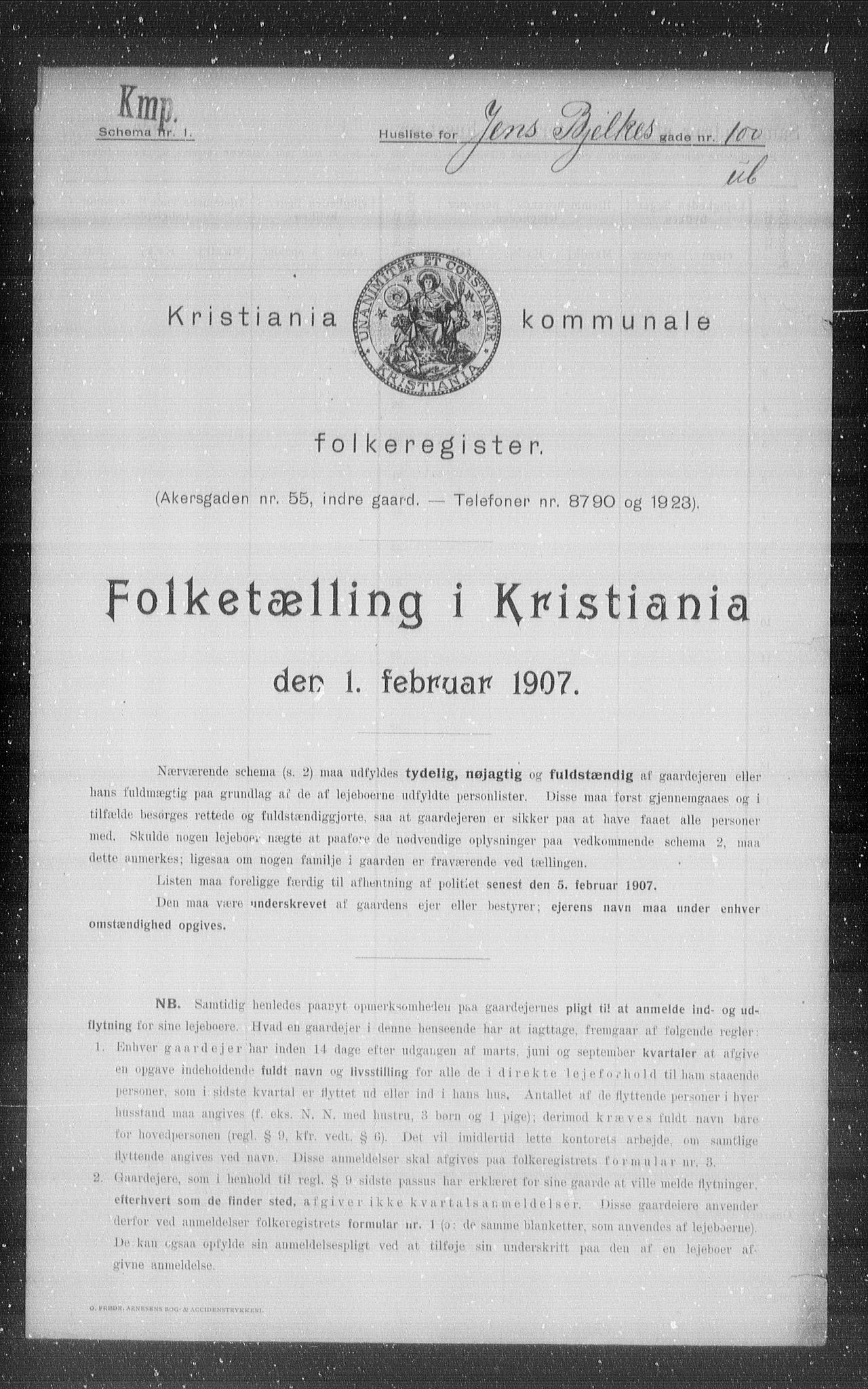 OBA, Municipal Census 1907 for Kristiania, 1907, p. 23836