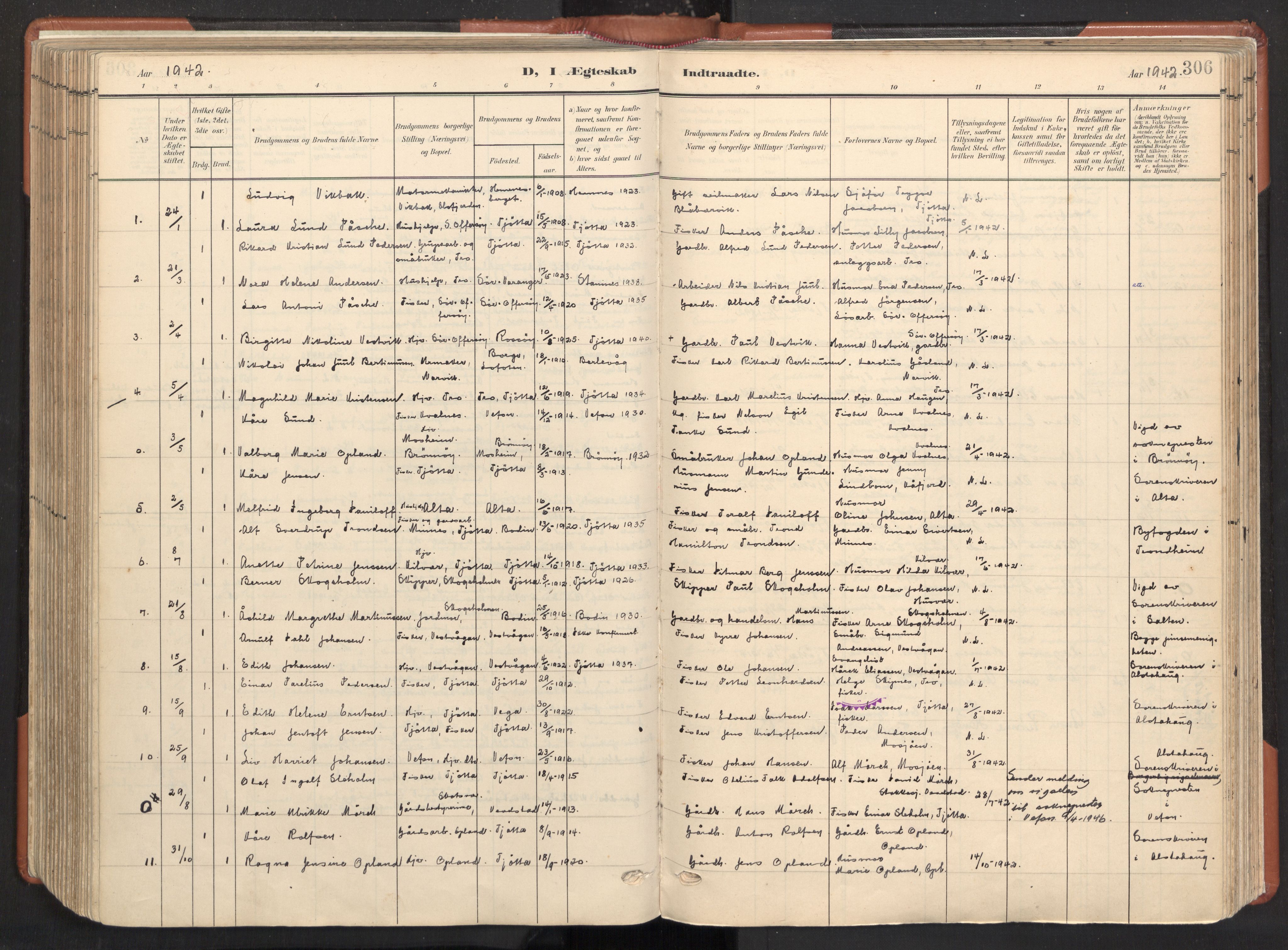 Ministerialprotokoller, klokkerbøker og fødselsregistre - Nordland, SAT/A-1459/817/L0265: Parish register (official) no. 817A05, 1908-1944, p. 306