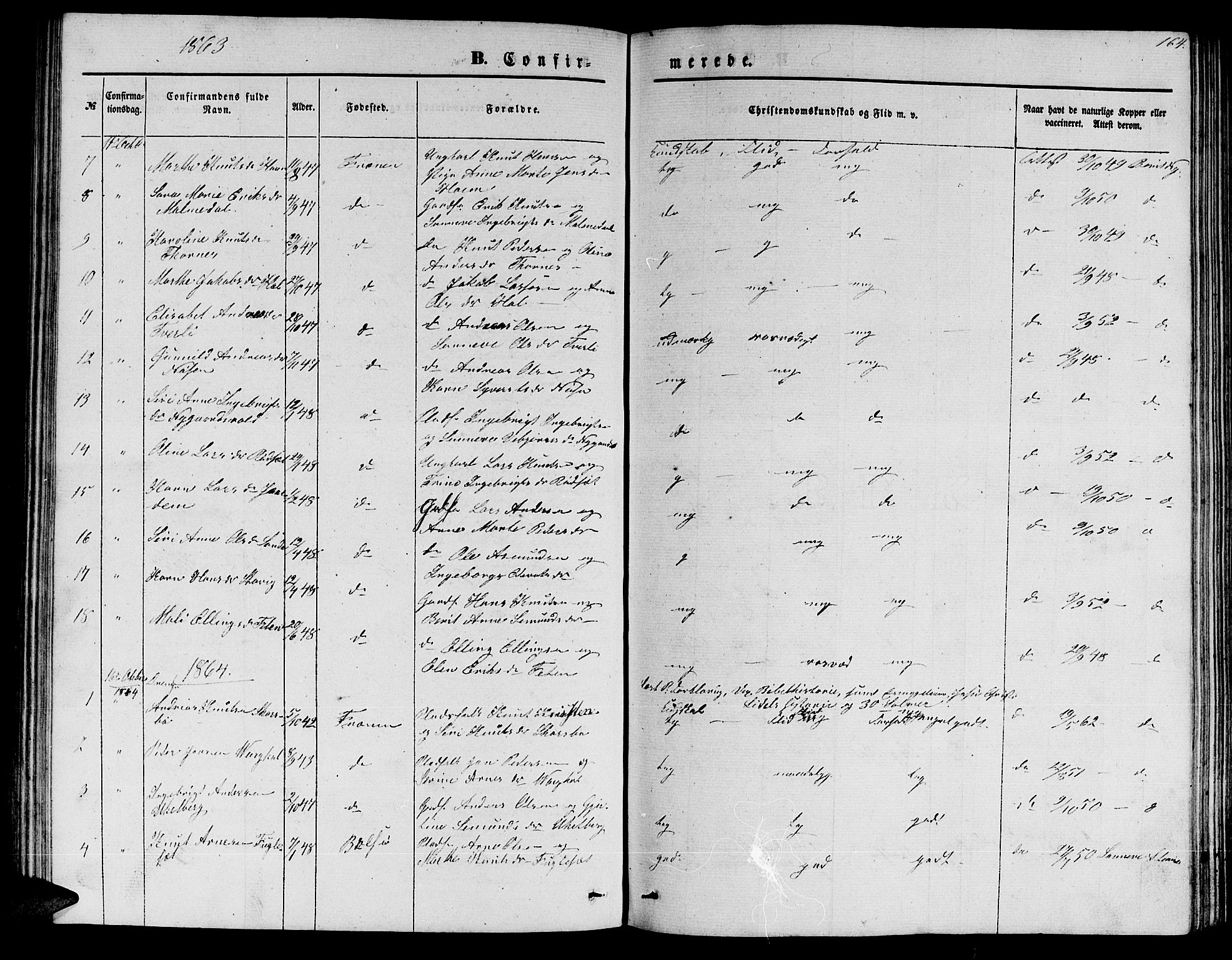 Ministerialprotokoller, klokkerbøker og fødselsregistre - Møre og Romsdal, SAT/A-1454/565/L0753: Parish register (copy) no. 565C02, 1845-1870, p. 164
