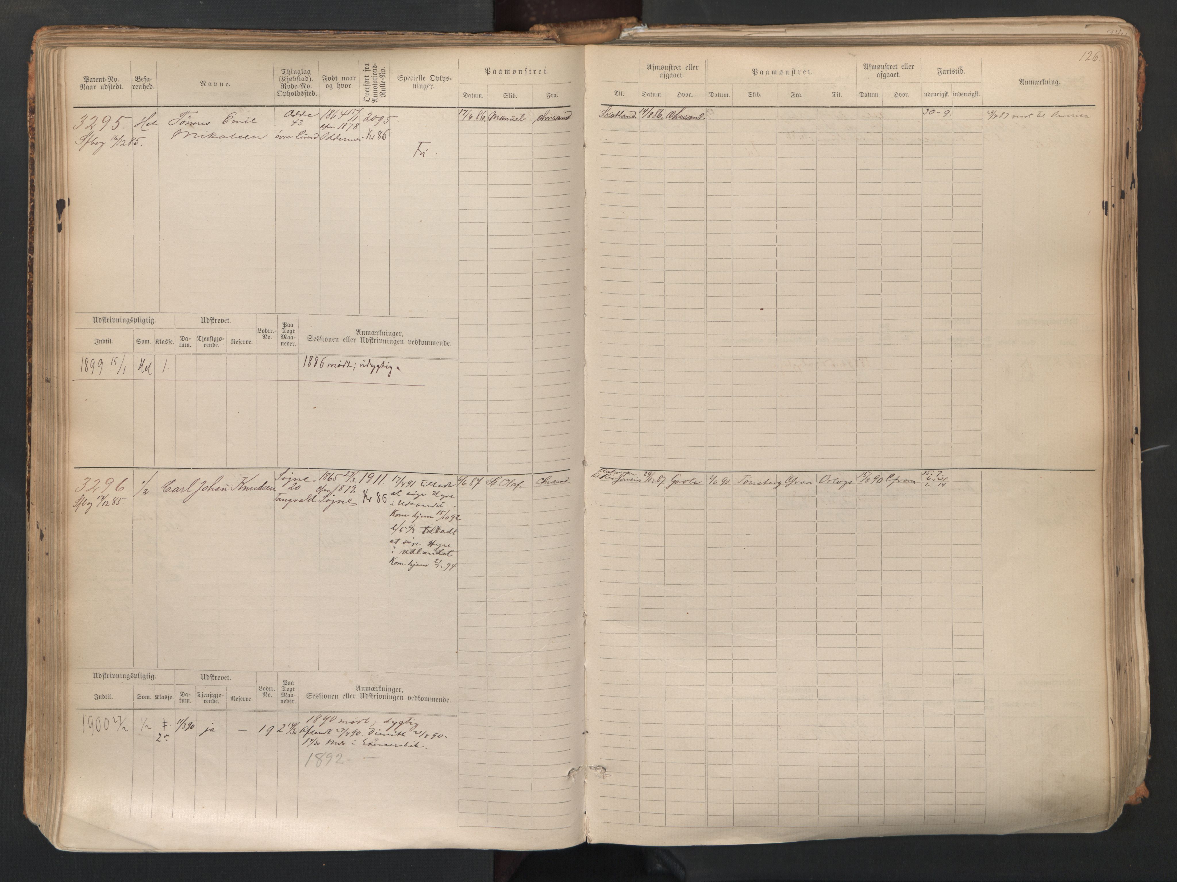 Kristiansand mønstringskrets, SAK/2031-0015/F/Fb/L0007: Hovedrulle nr 3049-3810, I-14, 1883-1940, p. 128