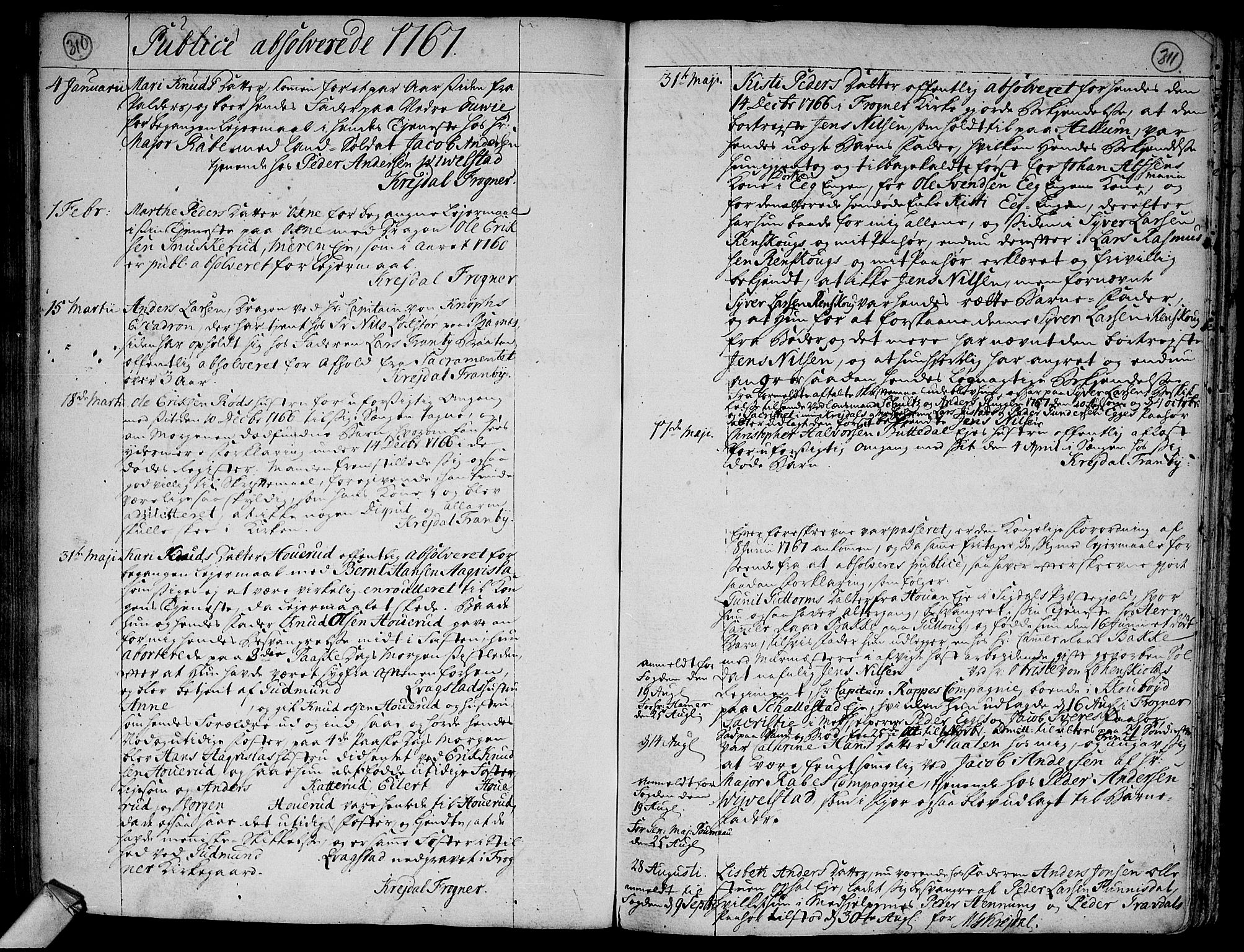 Lier kirkebøker, SAKO/A-230/F/Fa/L0005: Parish register (official) no. I 5, 1764-1777, p. 310-311
